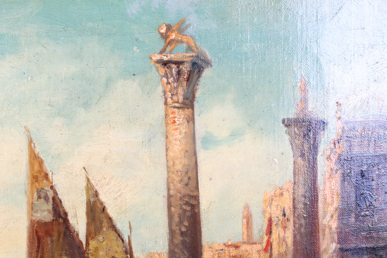 Nicholas Briganti Italian Harbor Scene Oil Painting on Canvas