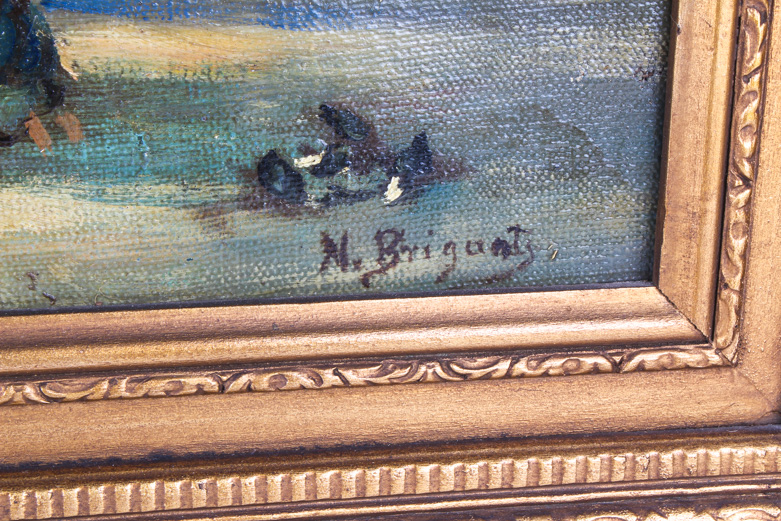Nicholas Briganti Italian Harbor Scene Oil Painting on Canvas