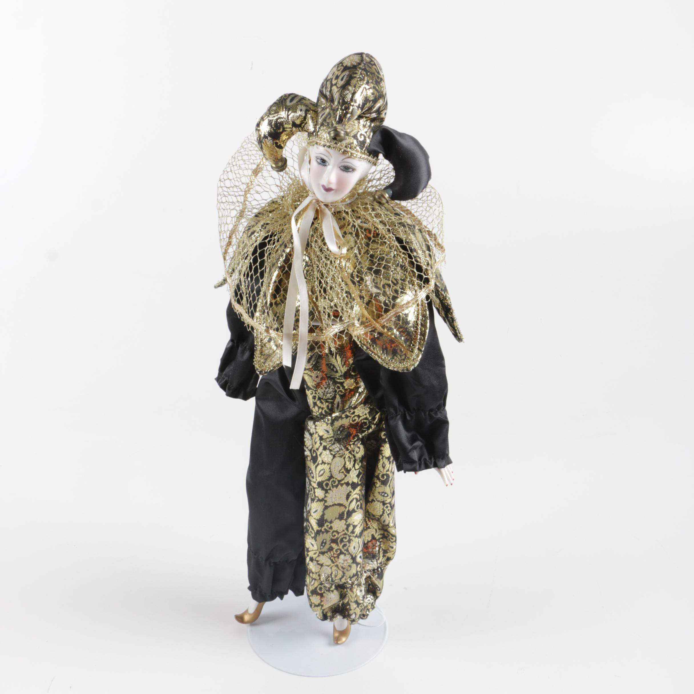 Venetian-Style Jester Porcelain Doll