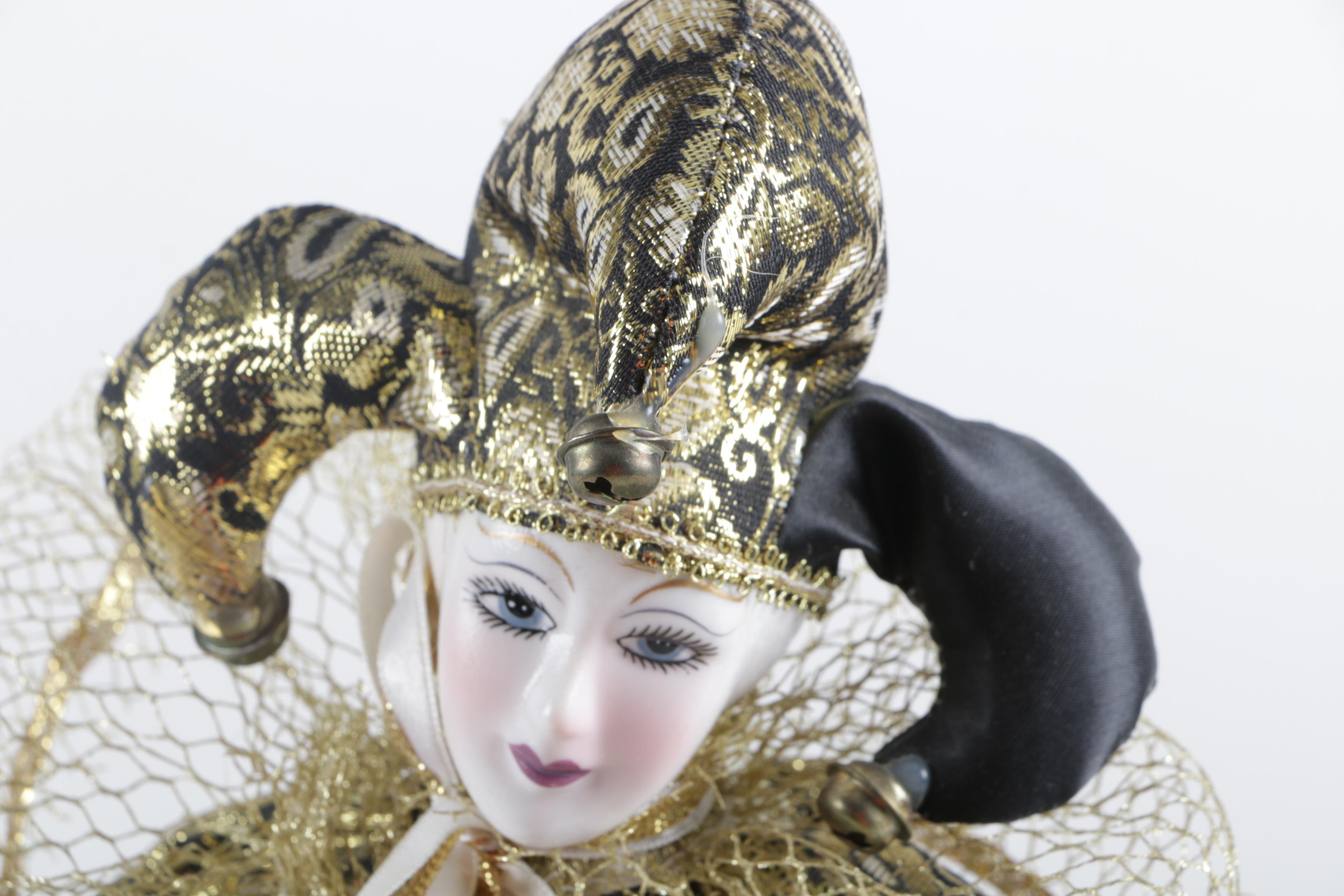 Venetian-Style Jester Porcelain Doll