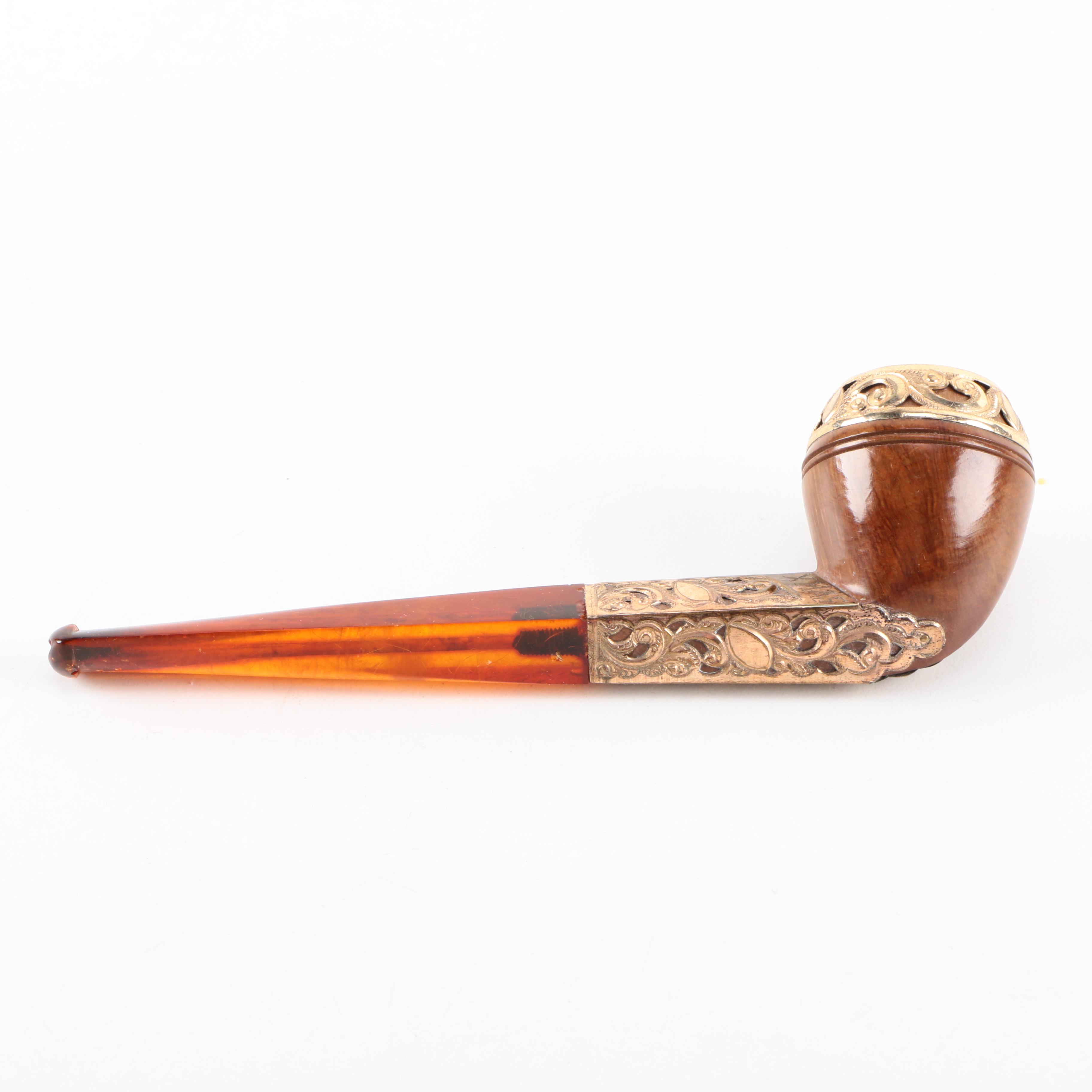Gold Plated Tobacco Pipe