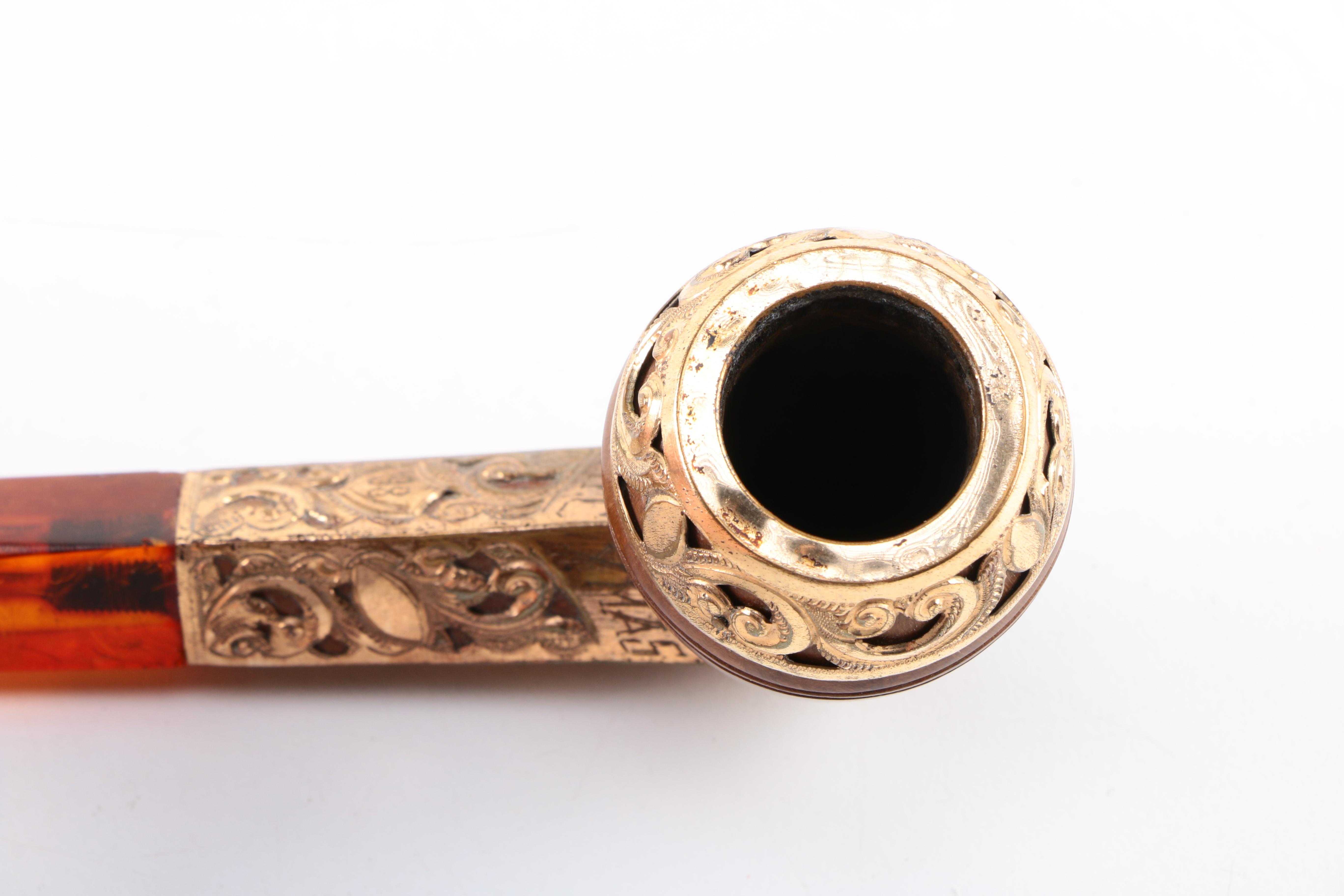 Gold Plated Tobacco Pipe