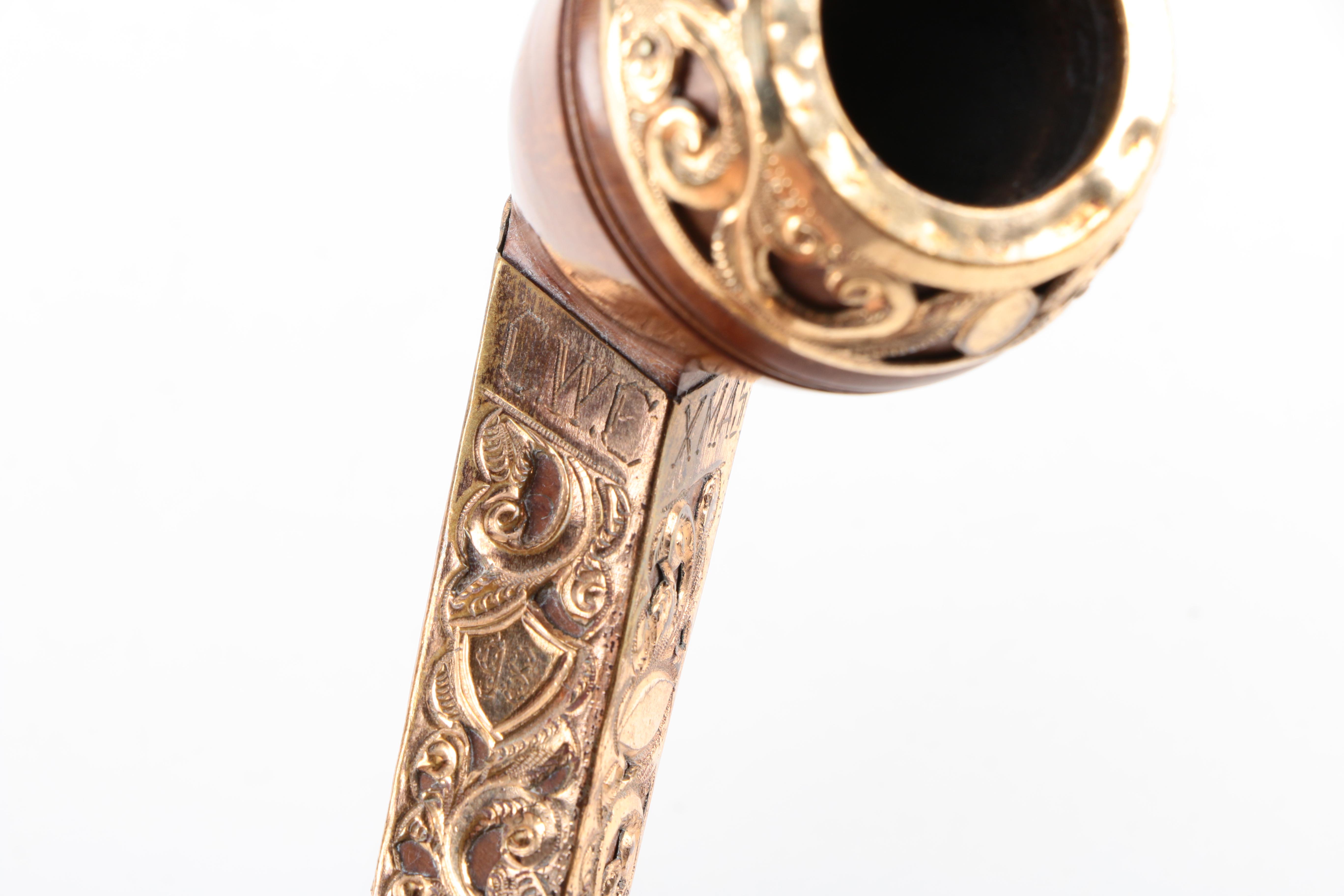 Gold Plated Tobacco Pipe