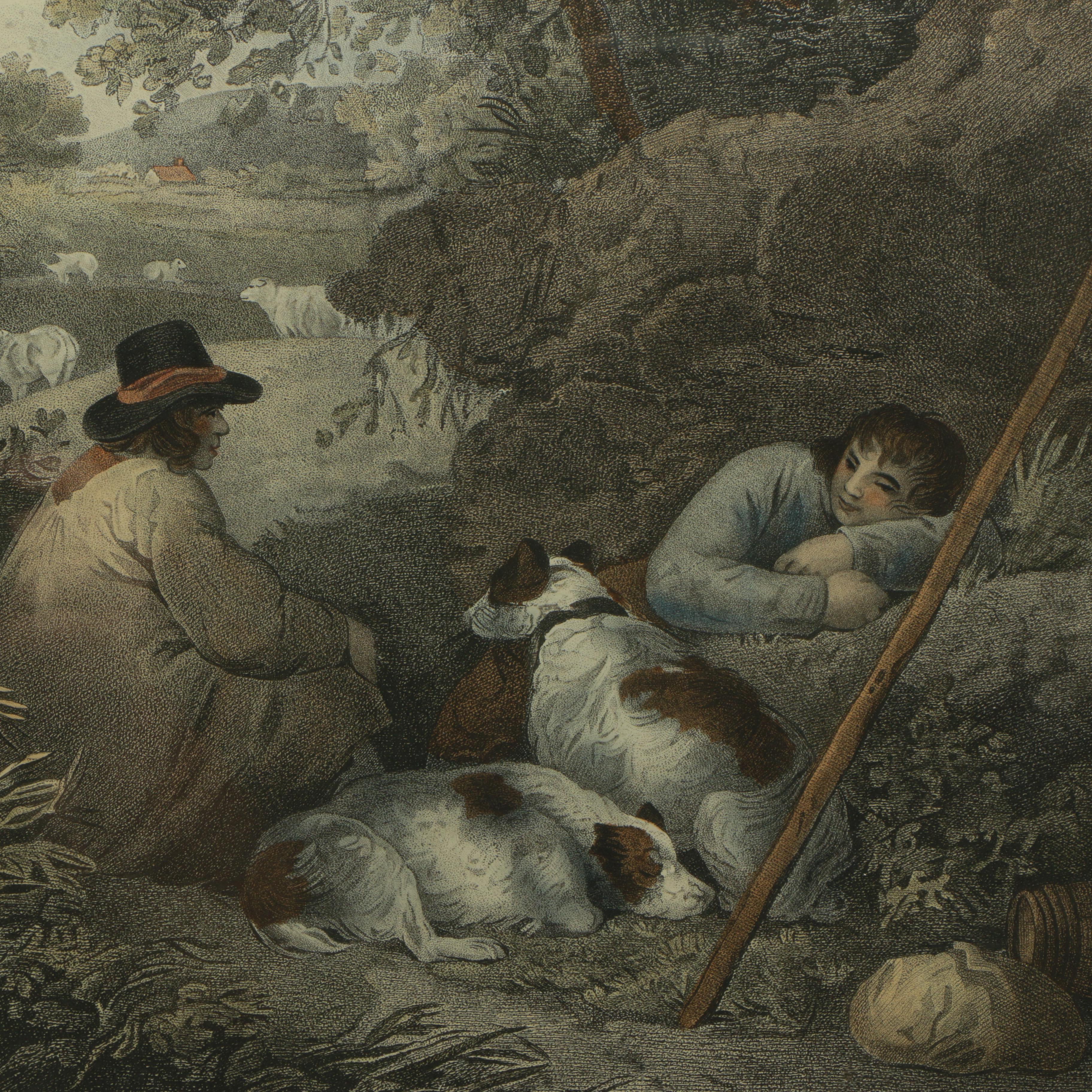 Hand-Colored Engraving after George Moreland "Shepherds Reposing"