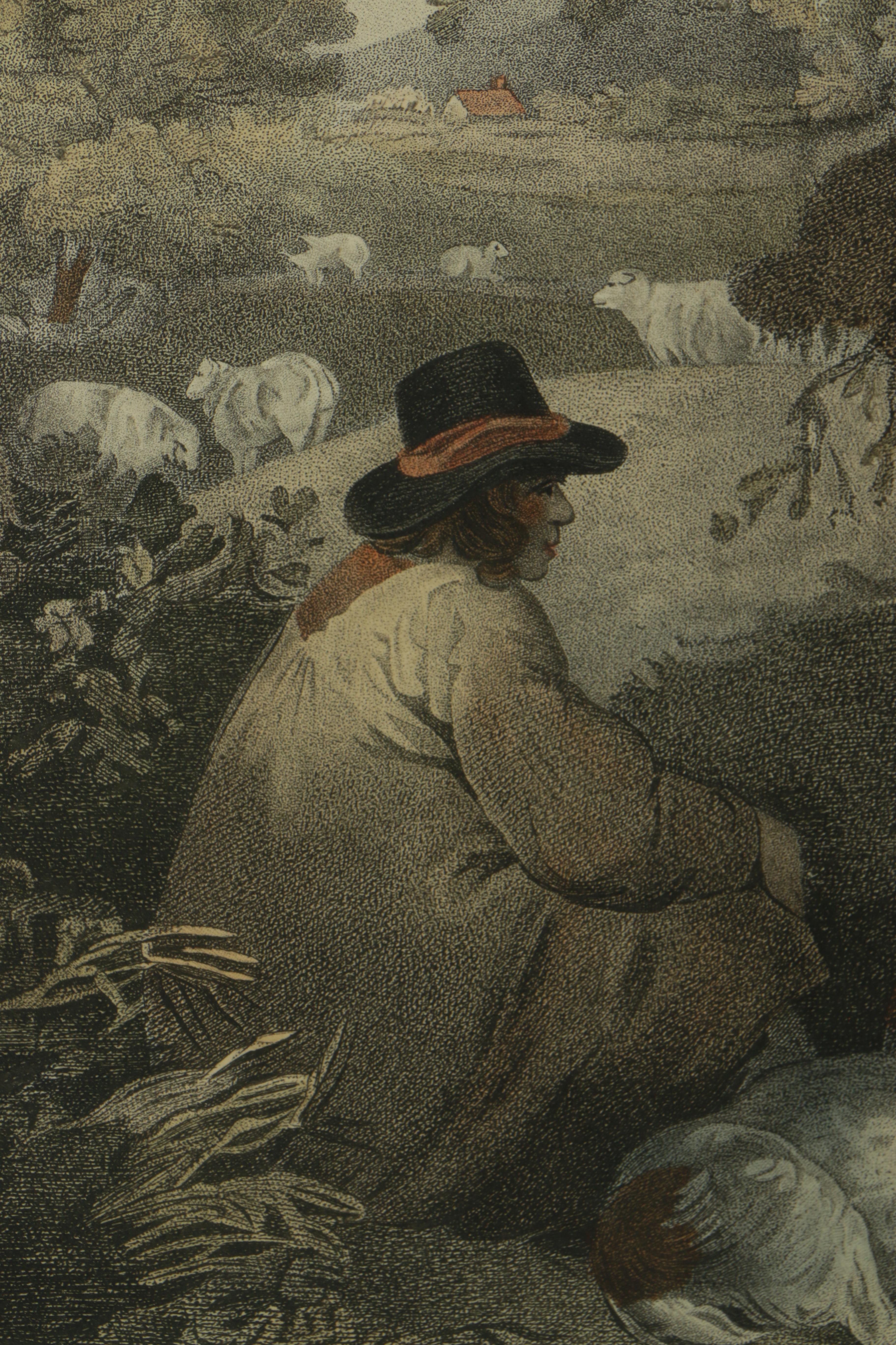 Hand-Colored Engraving after George Moreland "Shepherds Reposing"