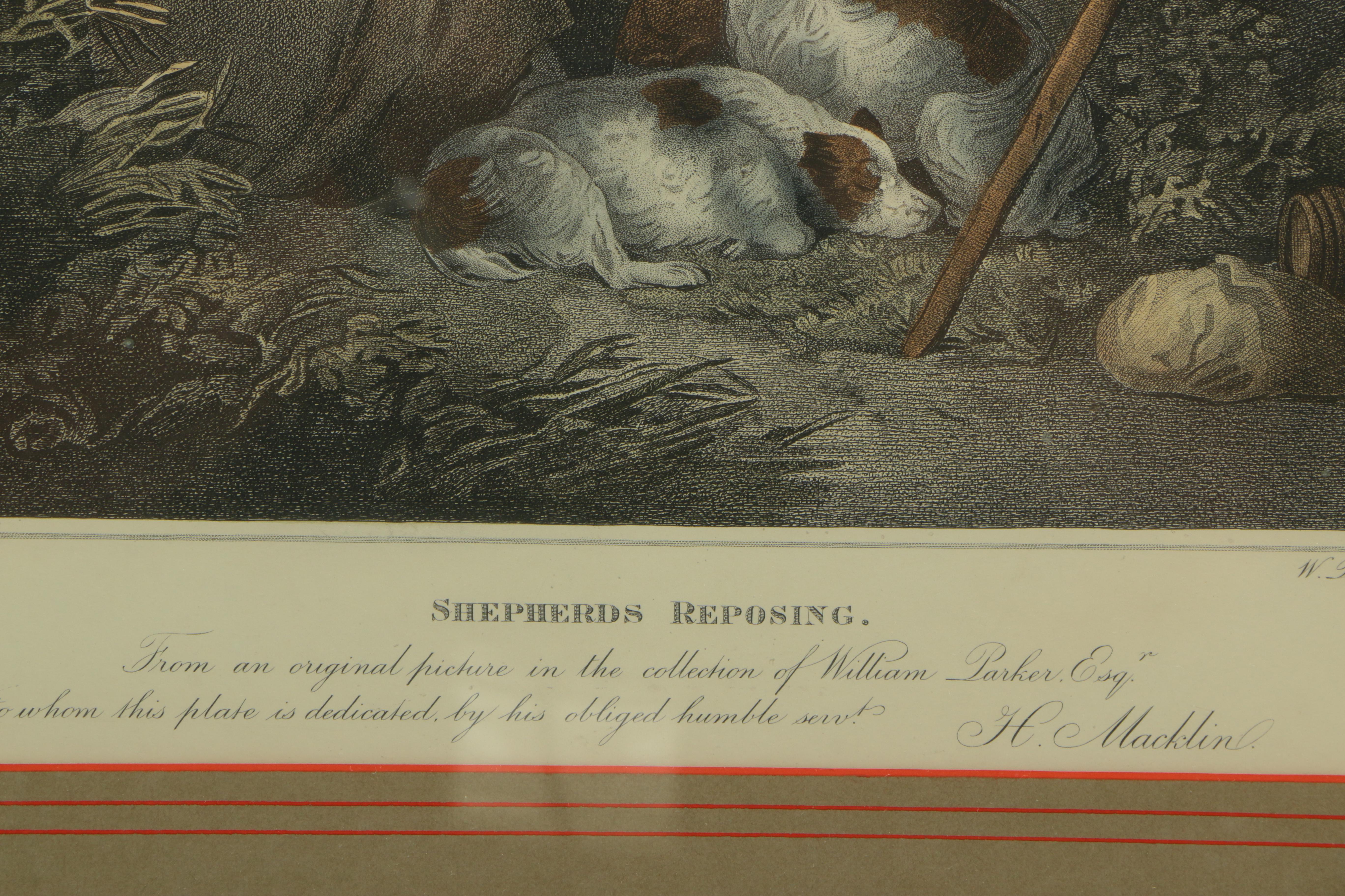 Hand-Colored Engraving after George Moreland "Shepherds Reposing"