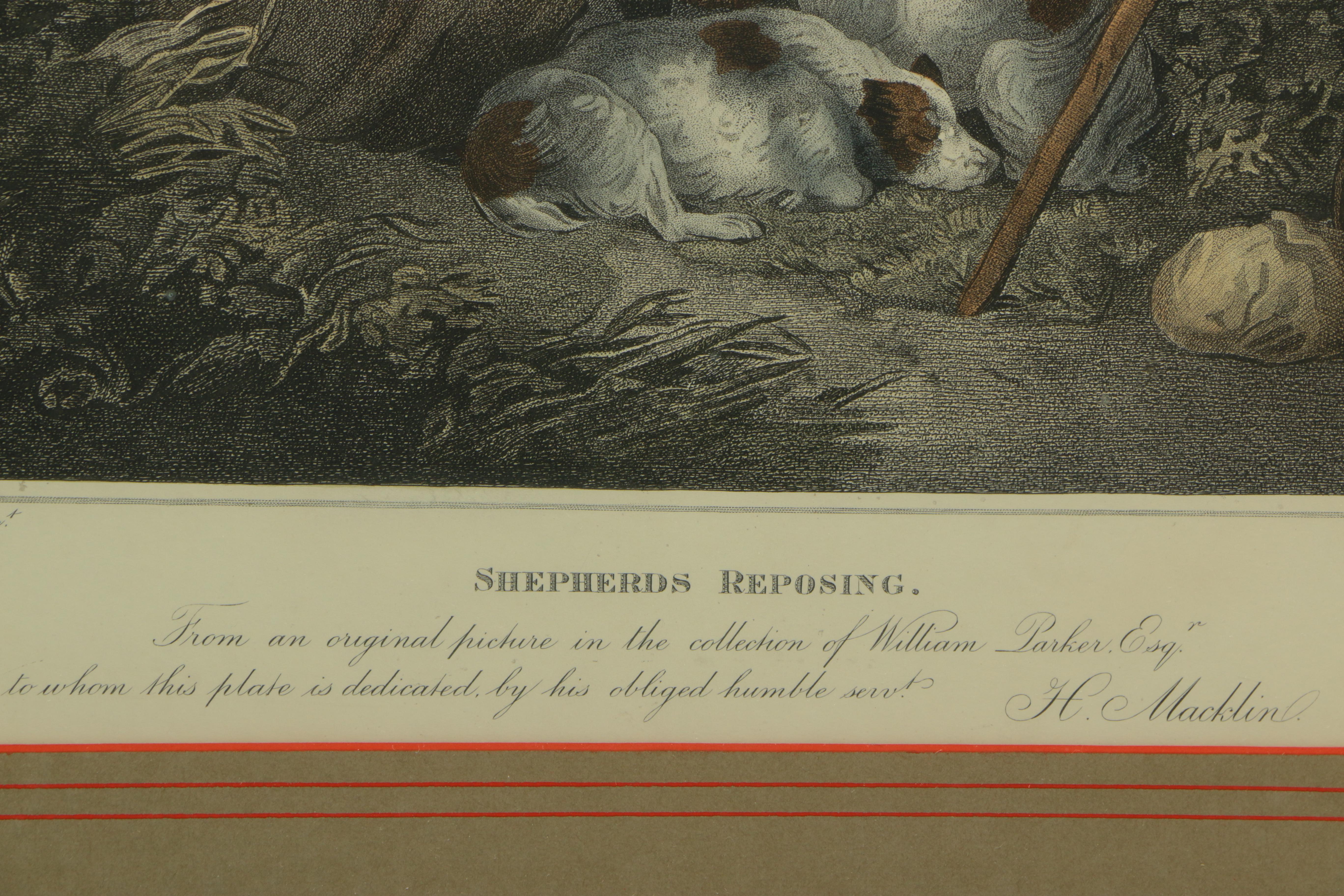 Hand-Colored Engraving after George Moreland "Shepherds Reposing"