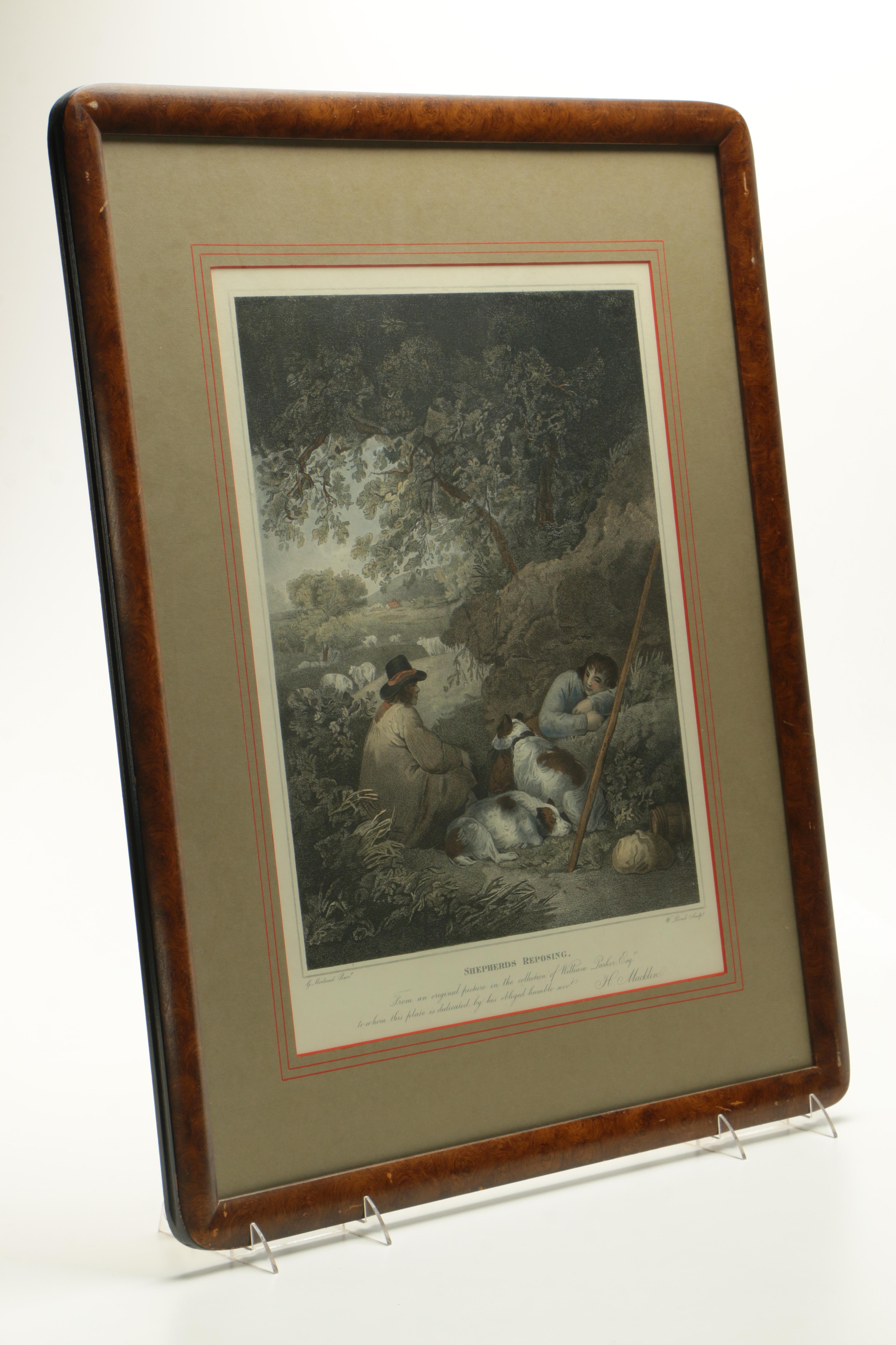 Hand-Colored Engraving after George Moreland "Shepherds Reposing"