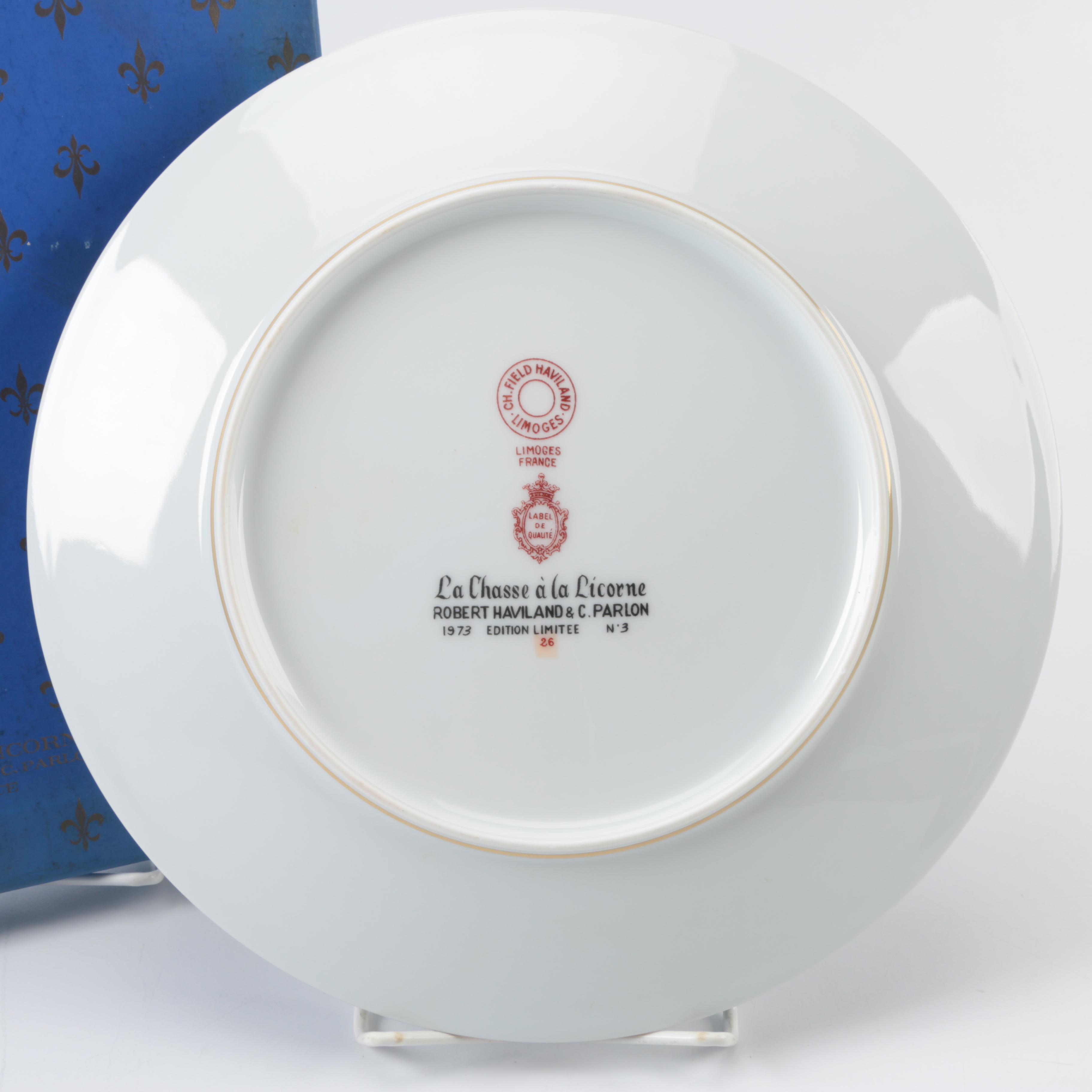 Vintage Limited Edition Charles Field Haviland Limoges Unicorn-Themed Plates