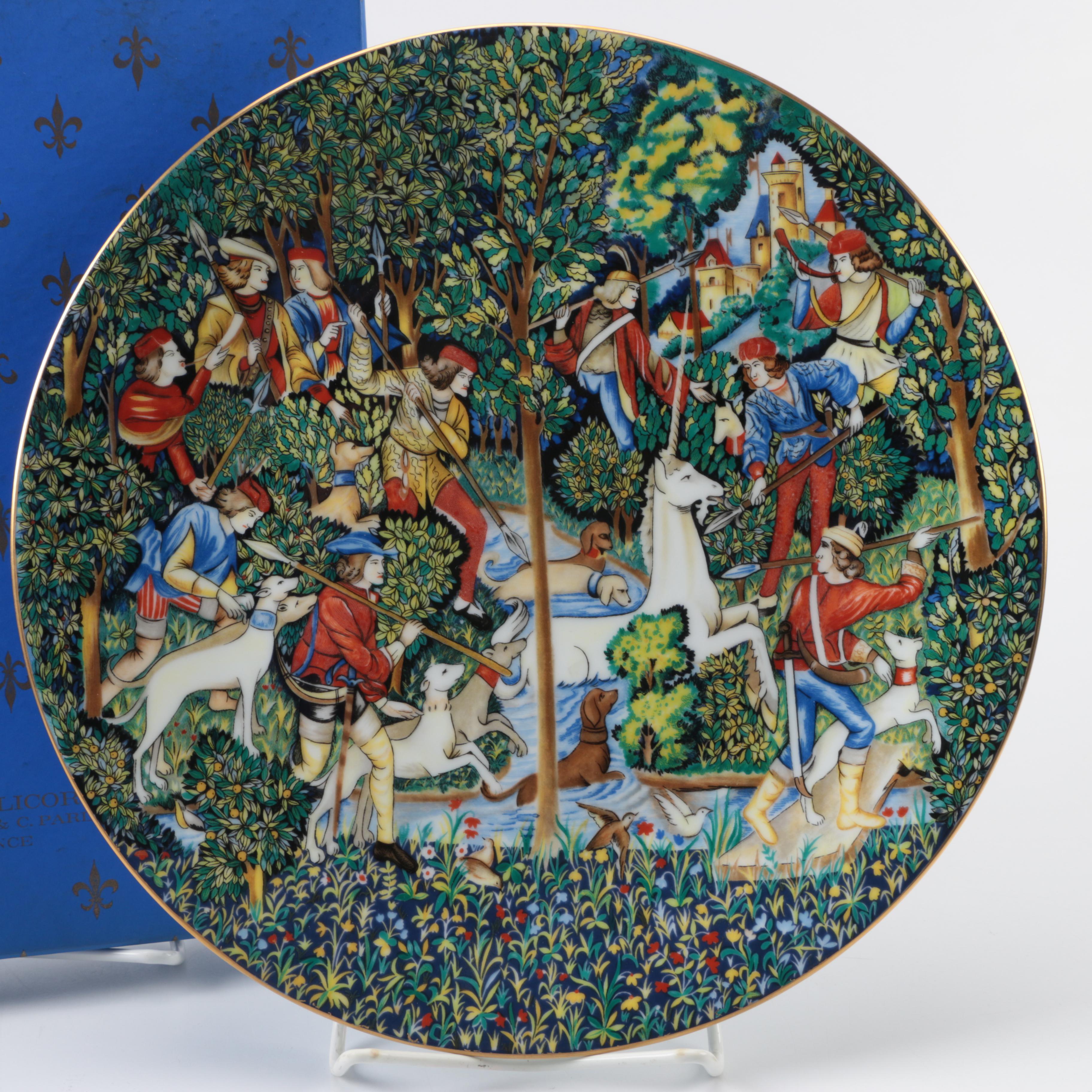 Vintage Limited Edition Charles Field Haviland Limoges Unicorn-Themed Plates