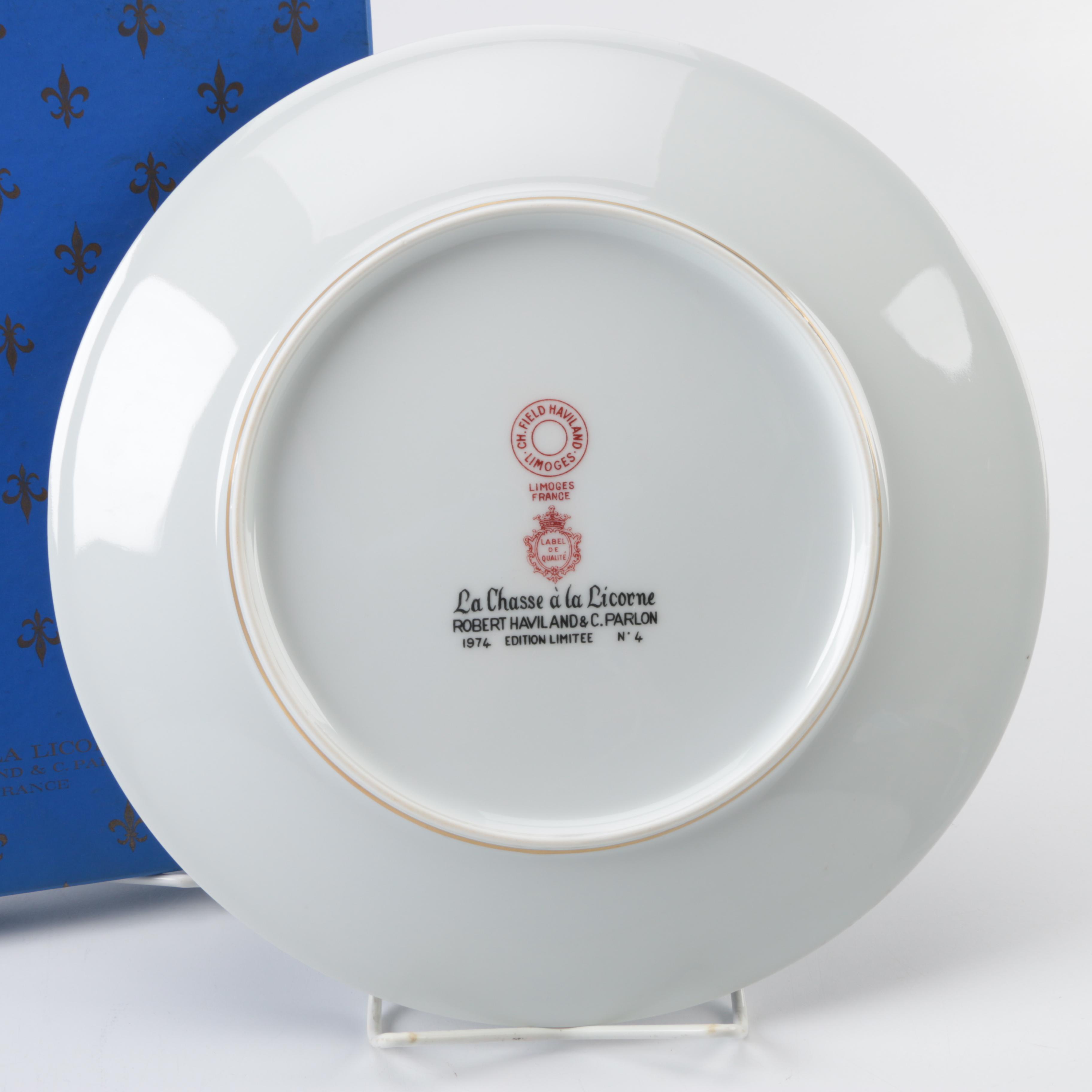 Vintage Limited Edition Charles Field Haviland Limoges Unicorn-Themed Plates