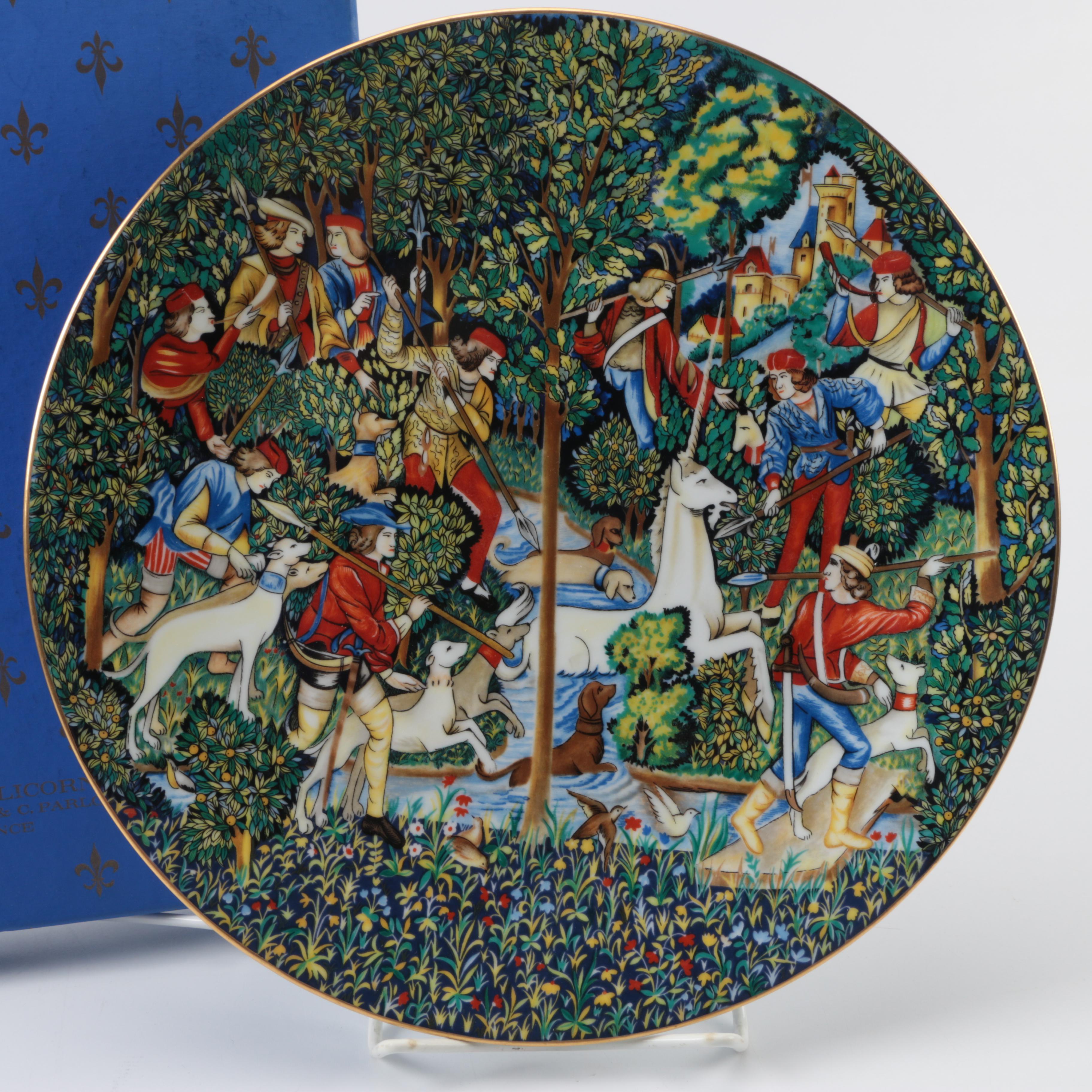 Vintage Limited Edition Charles Field Haviland Limoges Unicorn-Themed Plates