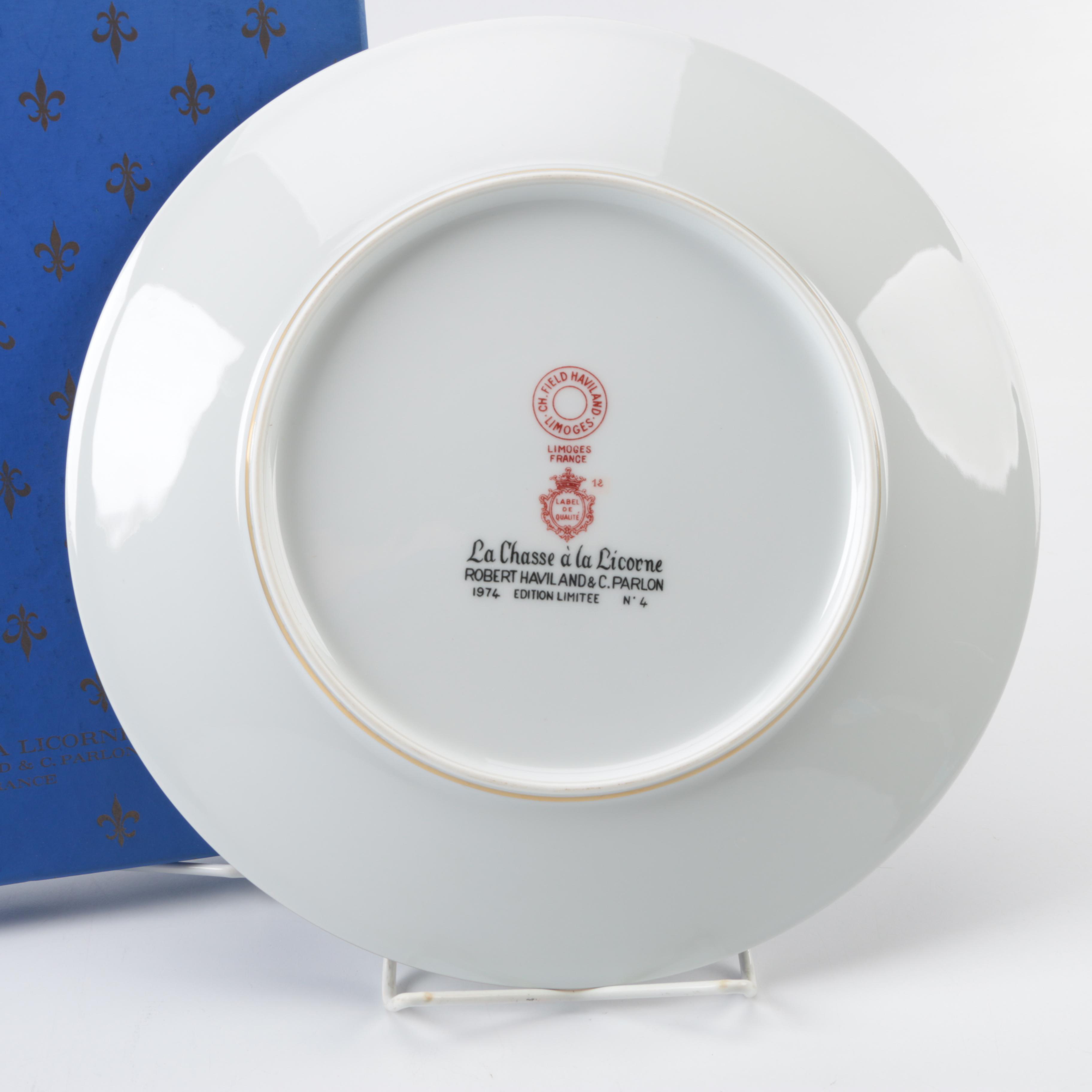 Vintage Limited Edition Charles Field Haviland Limoges Unicorn-Themed Plates