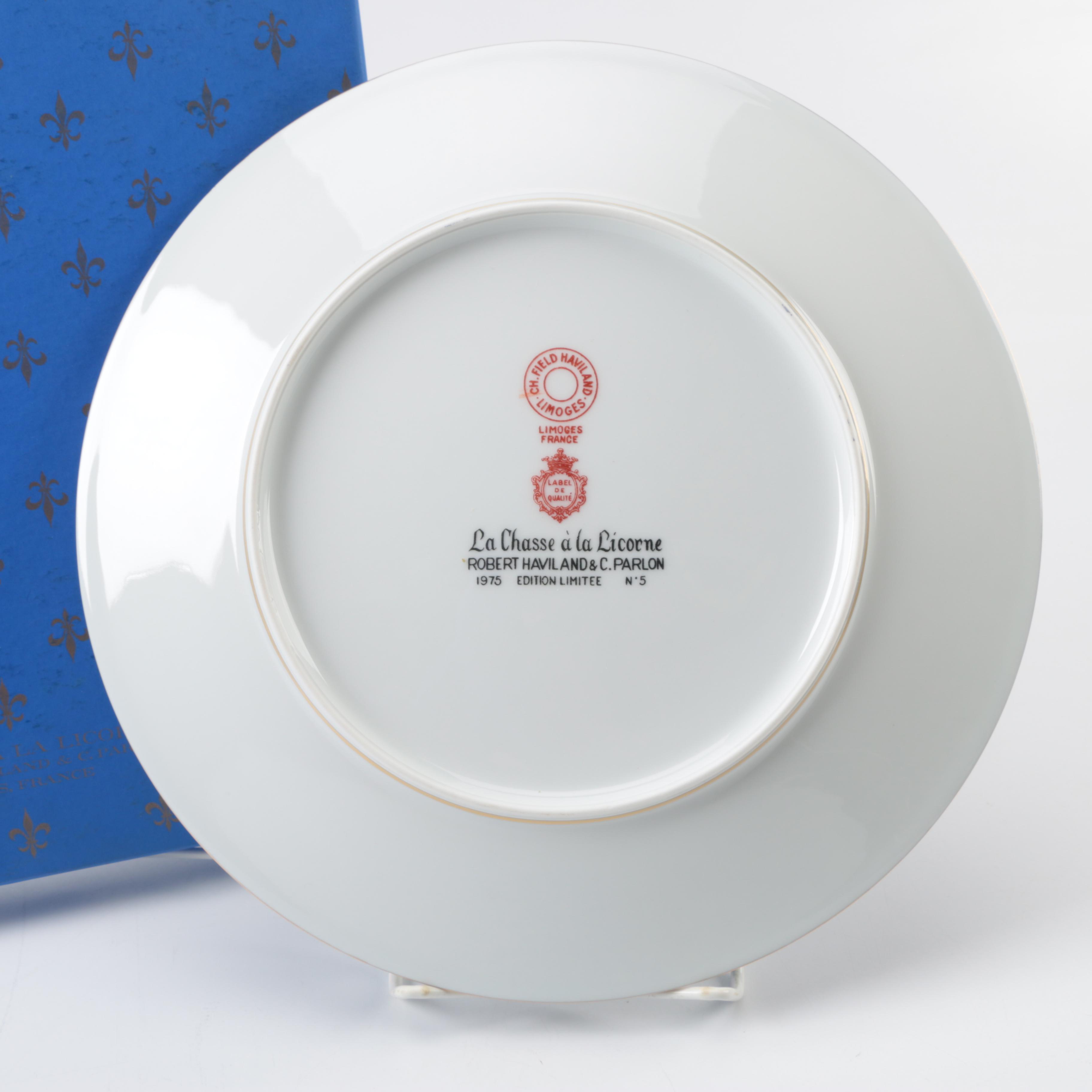 Vintage Limited Edition Charles Field Haviland Limoges Unicorn-Themed Plates