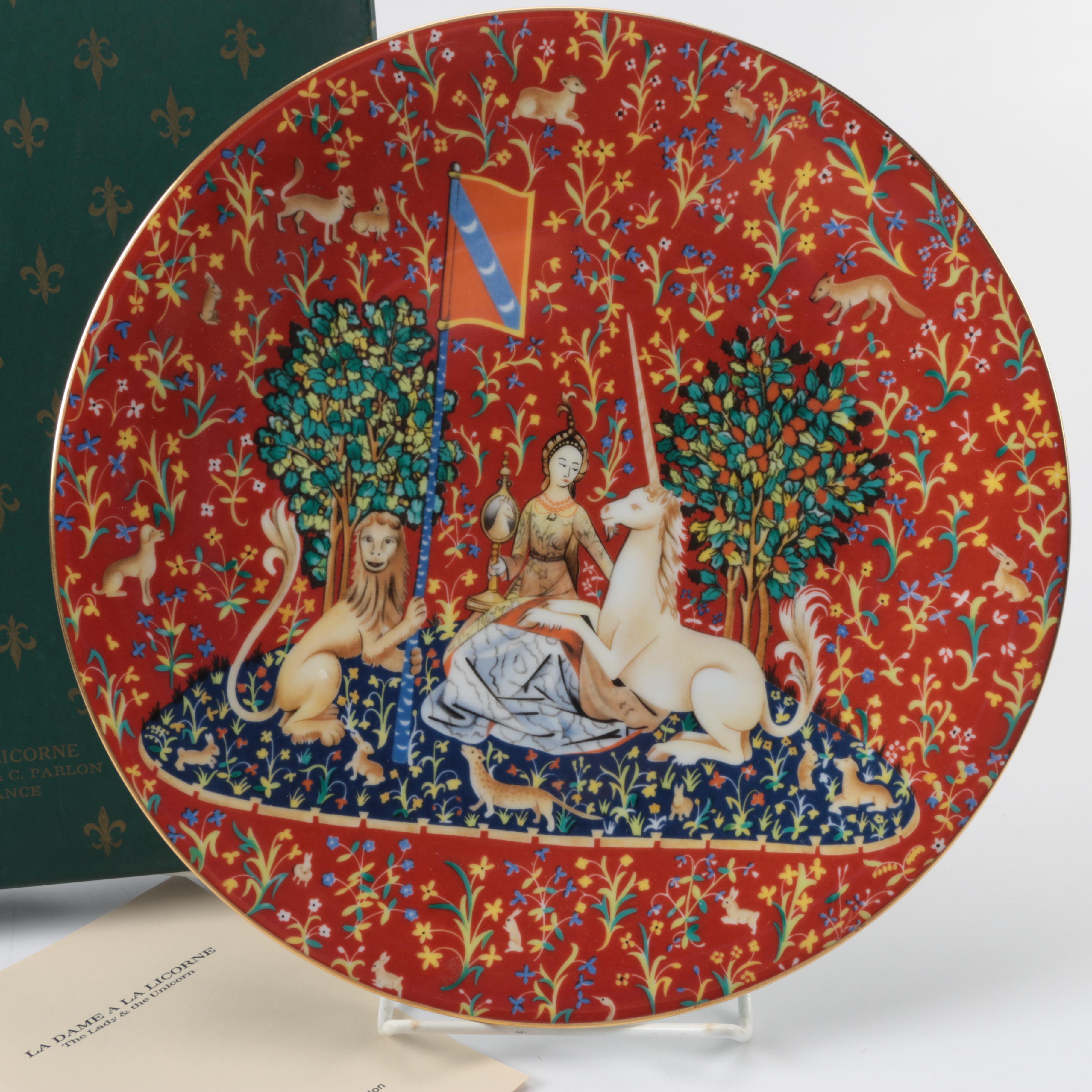 Vintage Limited Edition Charles Field Haviland Limoges Unicorn-Themed Plates