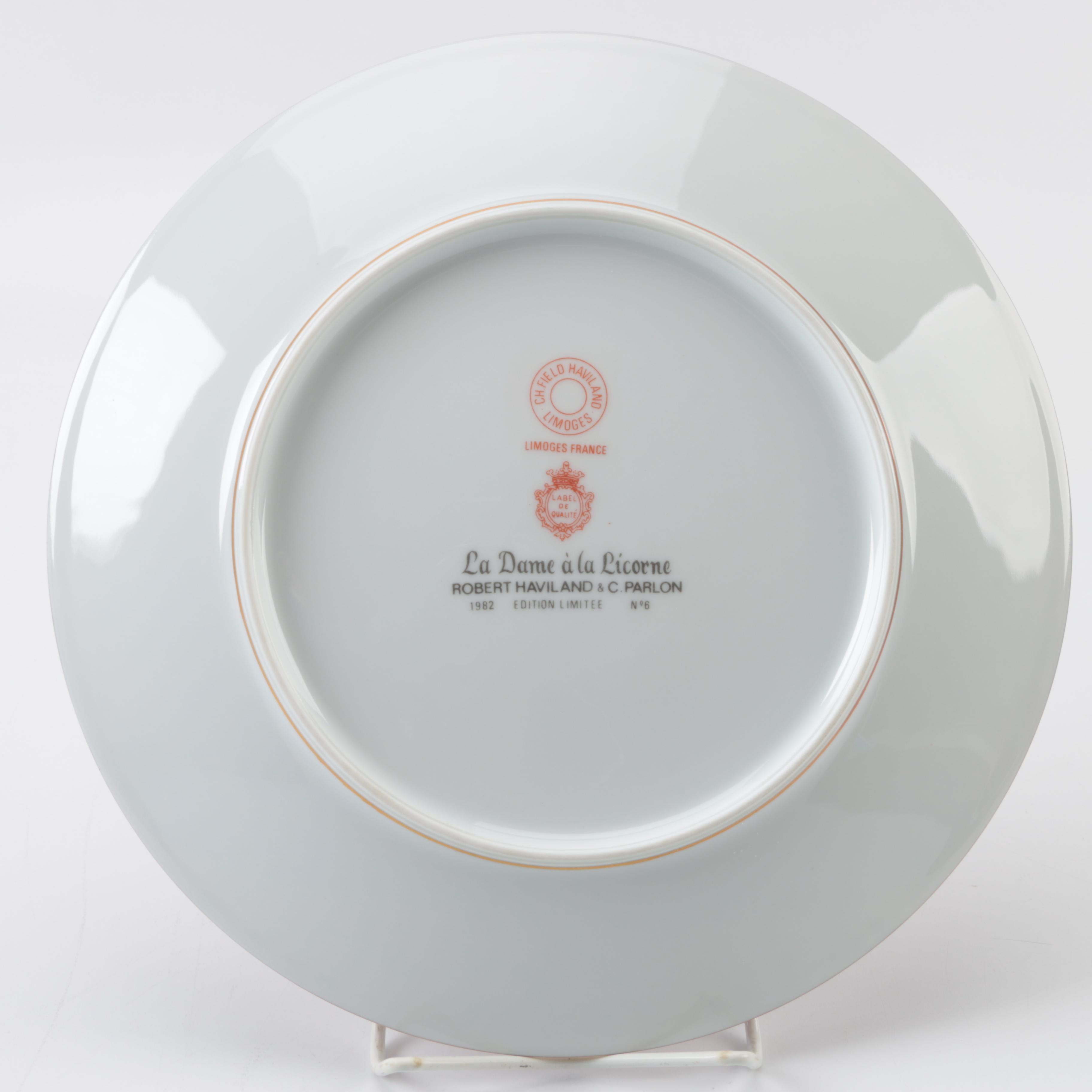 Vintage Limited Edition Charles Field Haviland Limoges Unicorn-Themed Plates