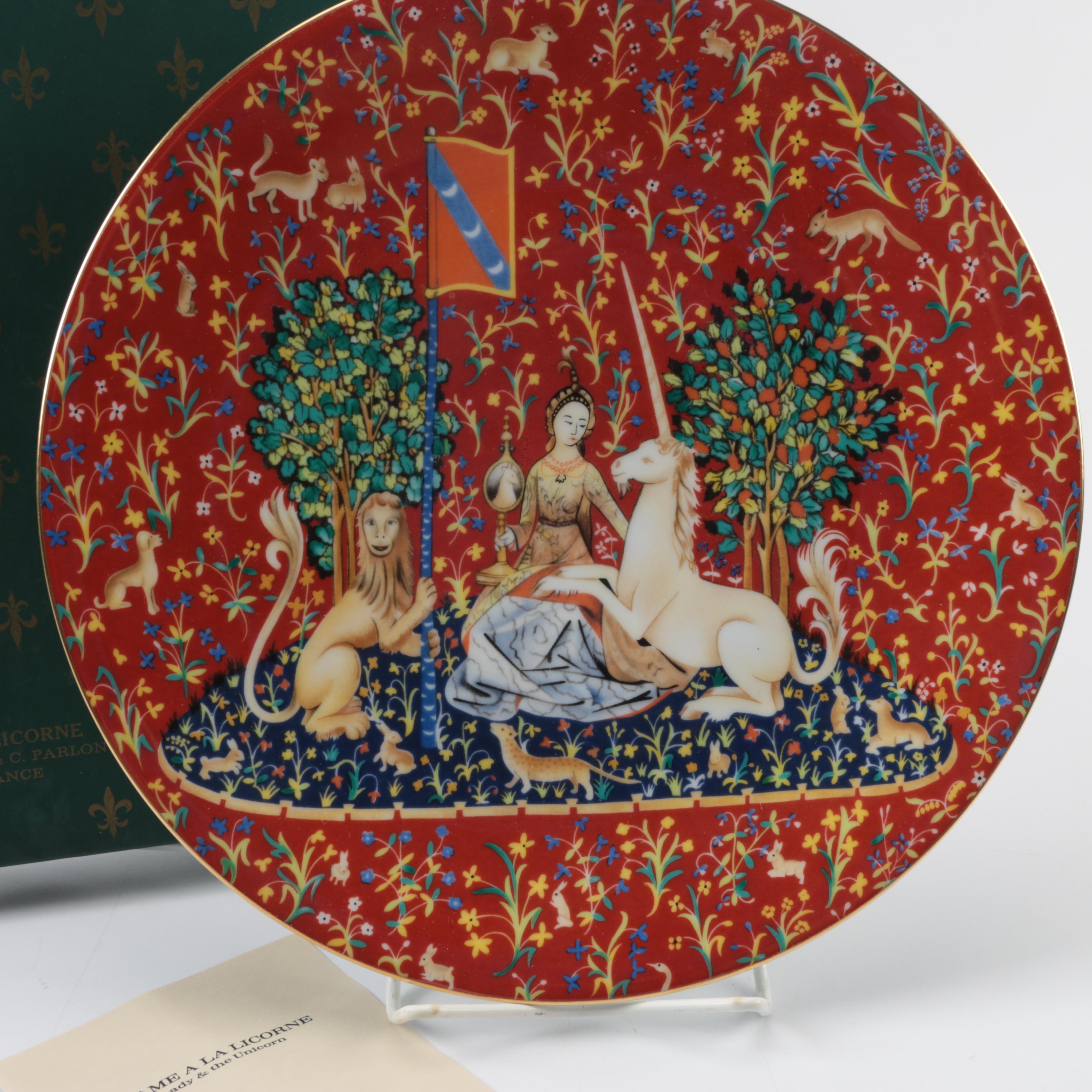 Vintage Limited Edition Charles Field Haviland Limoges Unicorn-Themed Plates