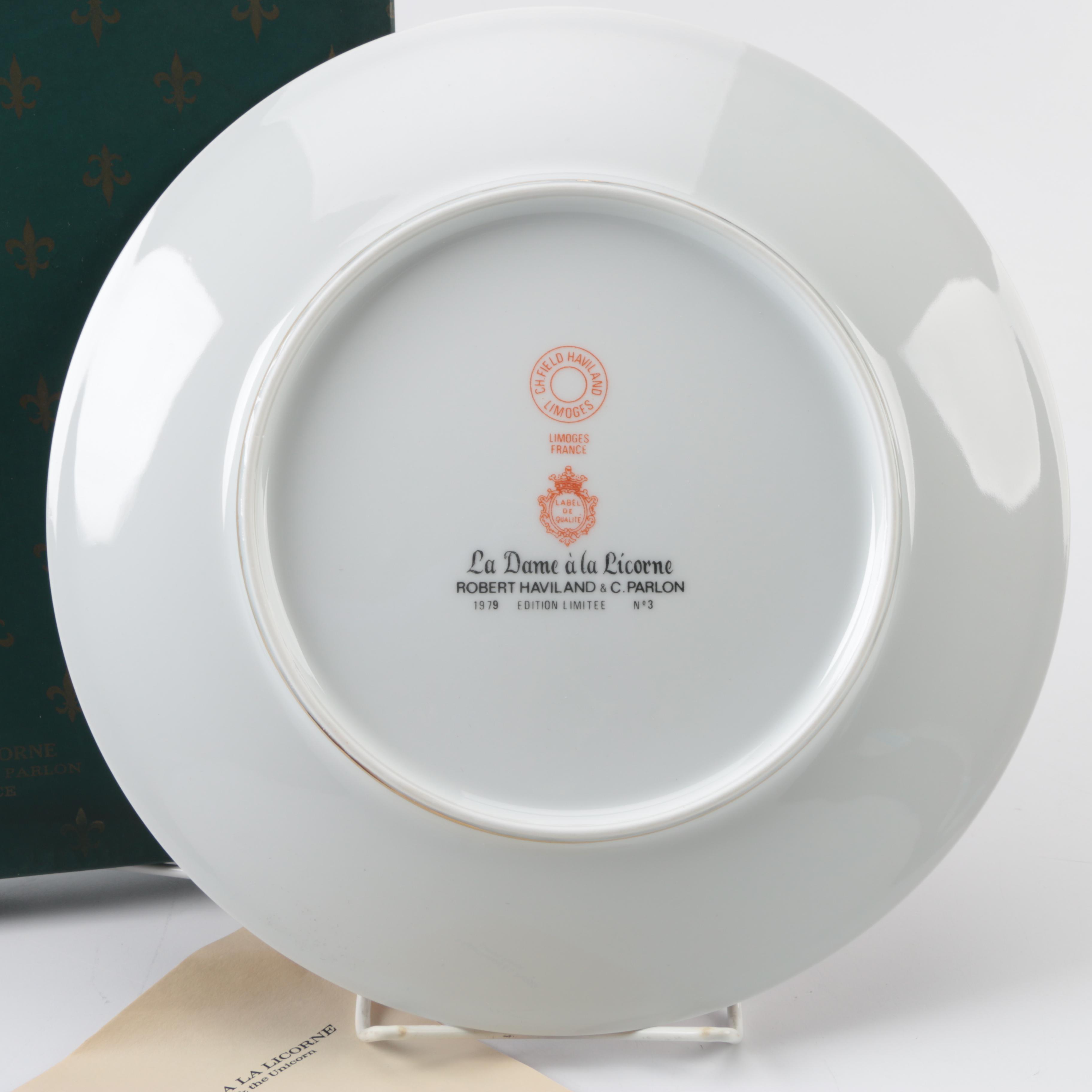 Vintage Limited Edition Charles Field Haviland Limoges Unicorn-Themed Plates