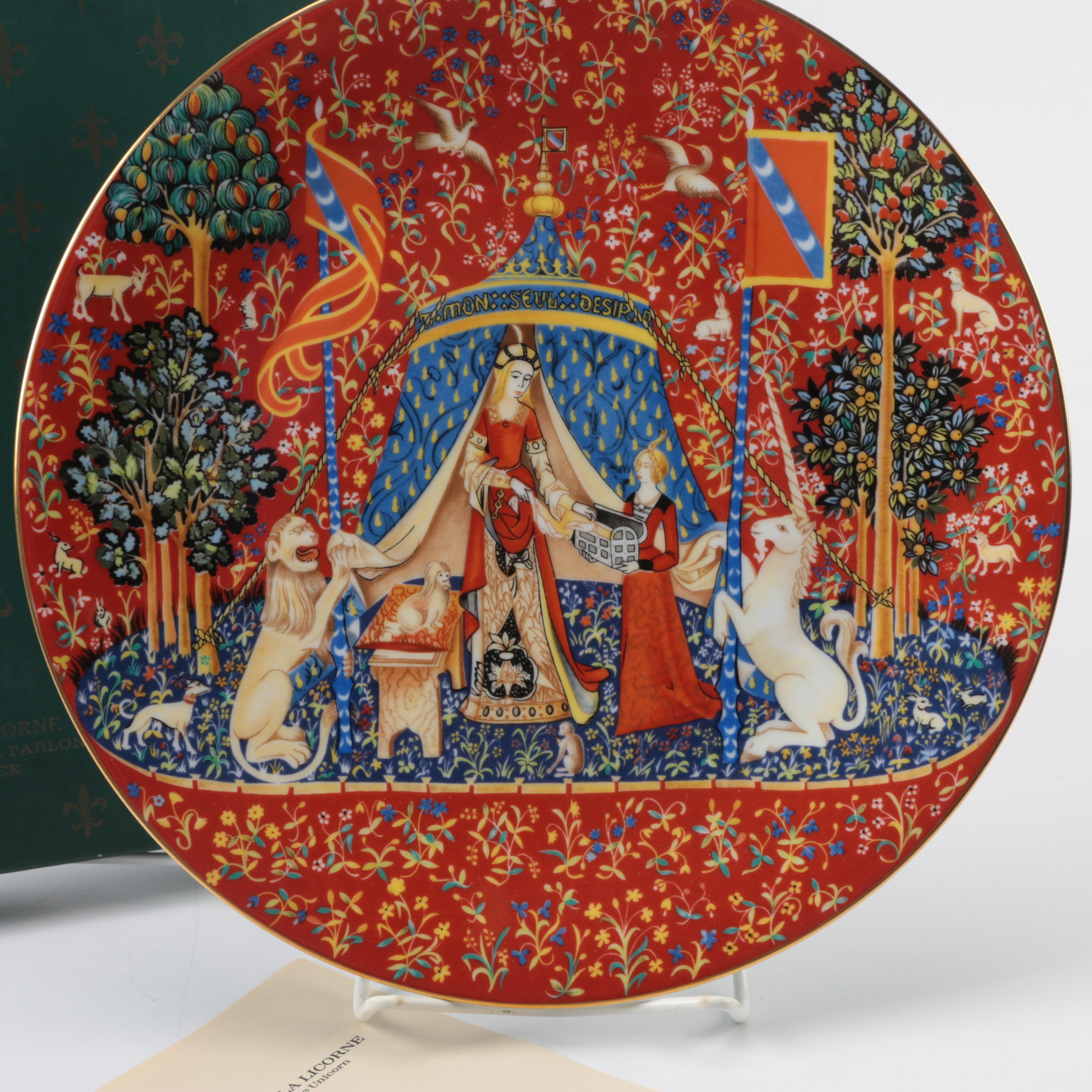 Vintage Limited Edition Charles Field Haviland Limoges Unicorn-Themed Plates