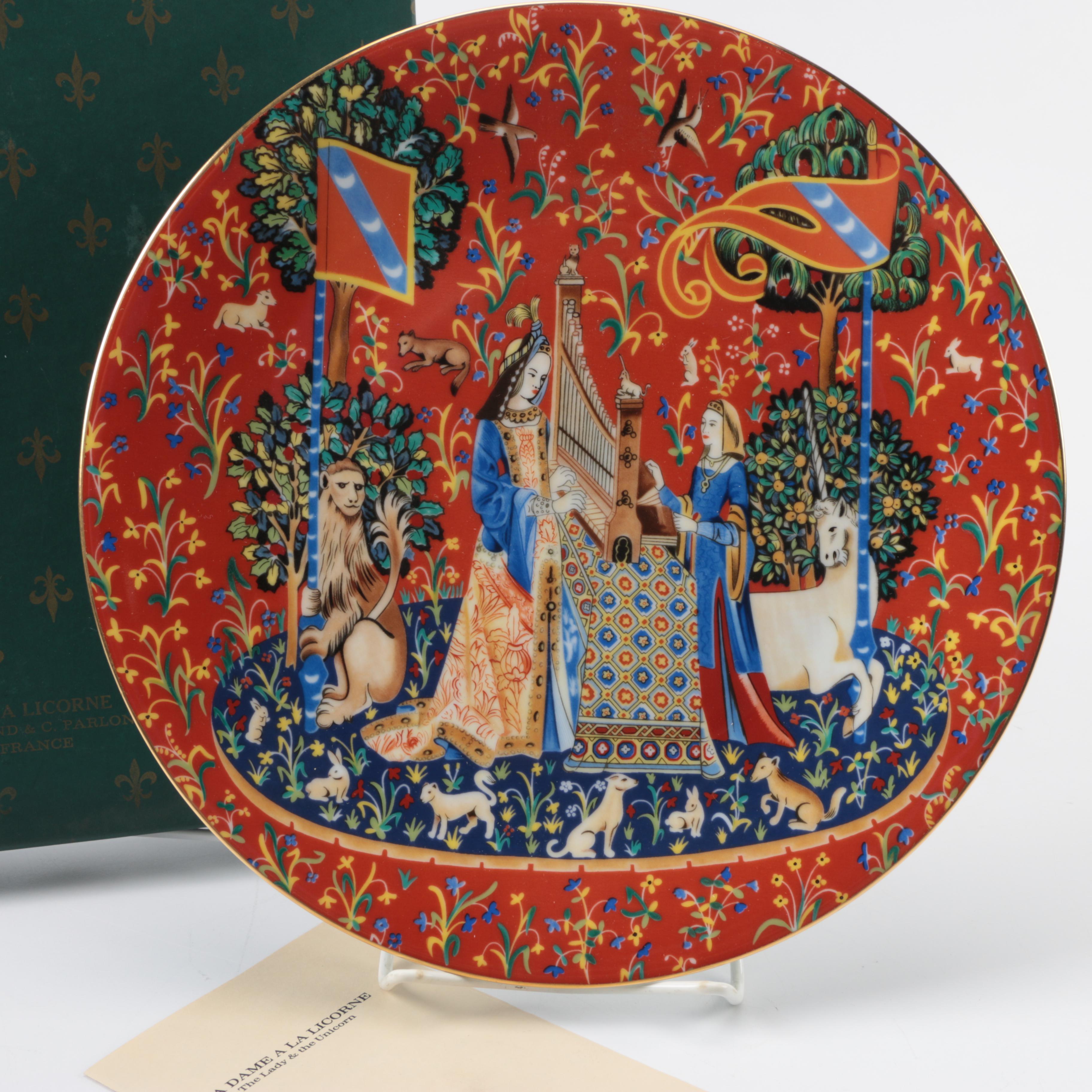 Vintage Limited Edition Charles Field Haviland Limoges Unicorn-Themed Plates