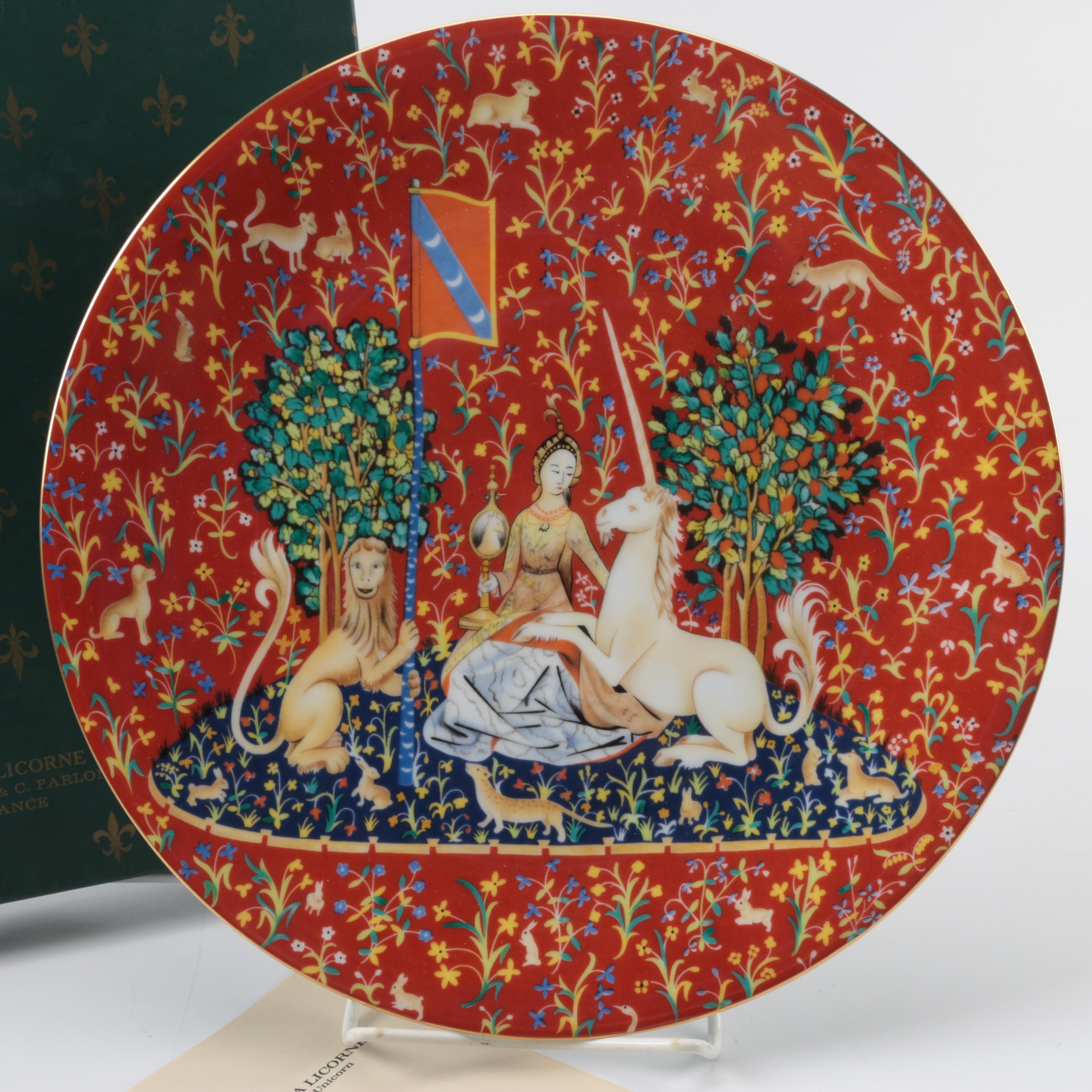 Vintage Limited Edition Charles Field Haviland Limoges Unicorn-Themed Plates