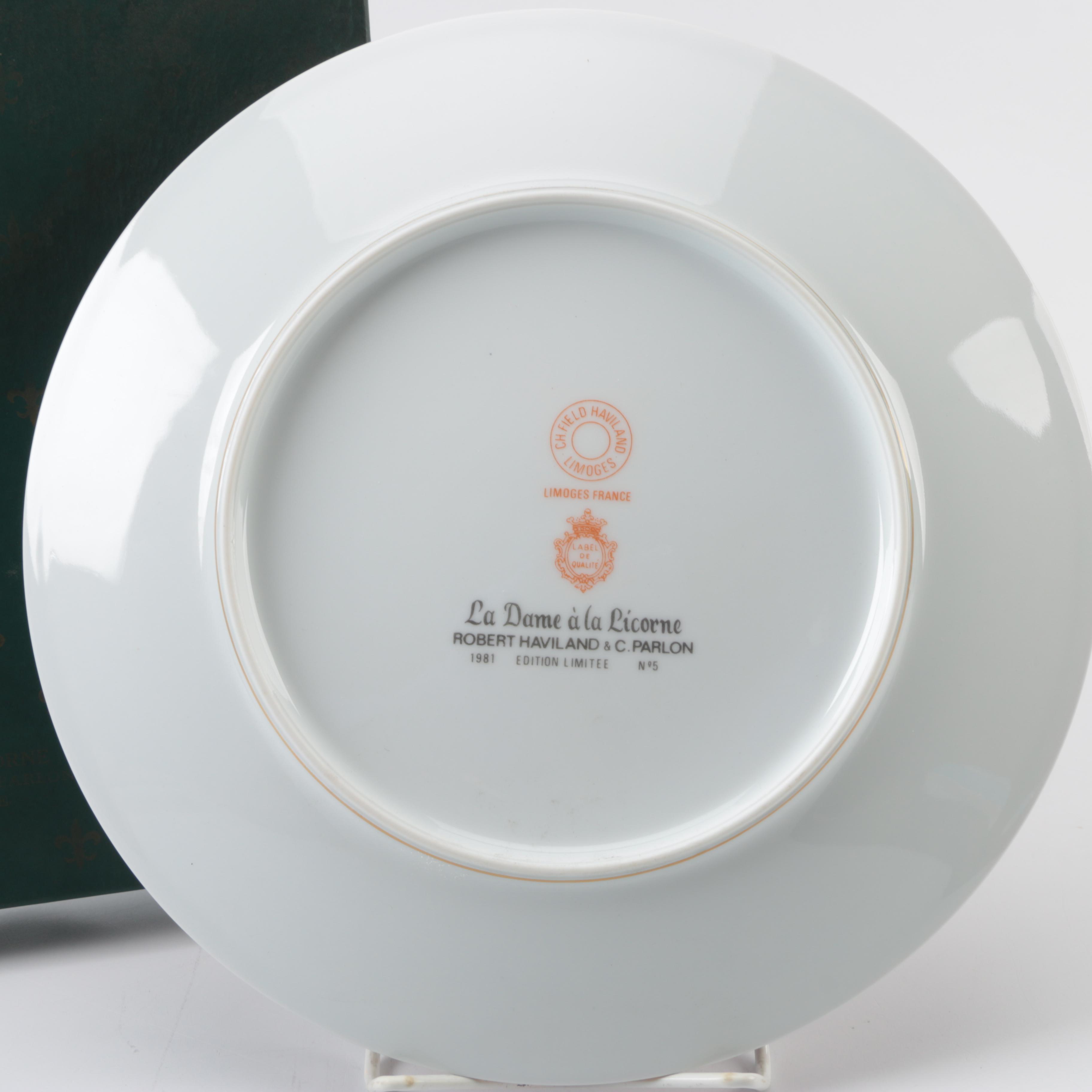 Vintage Limited Edition Charles Field Haviland Limoges Unicorn-Themed Plates