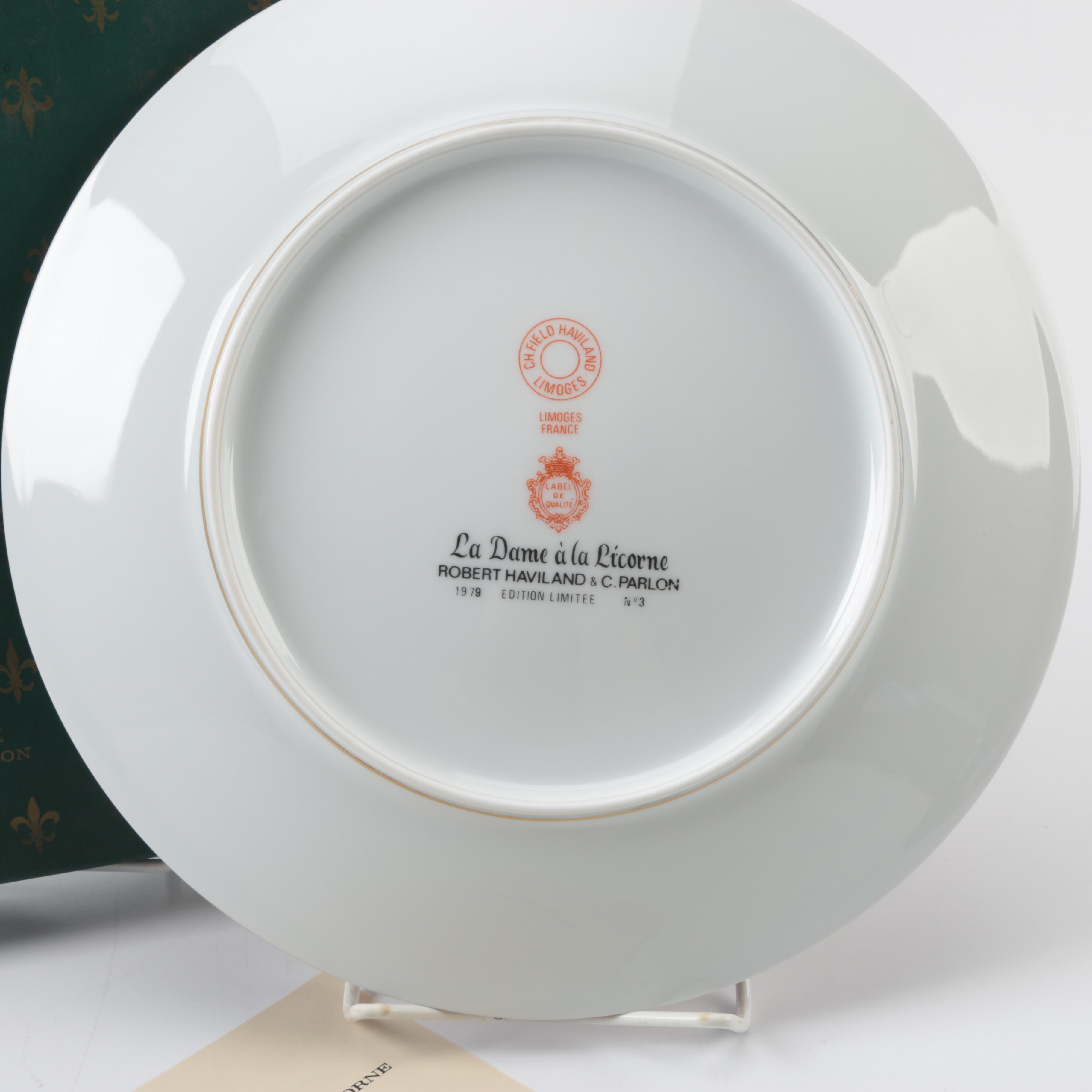 Vintage Limited Edition Charles Field Haviland Limoges Unicorn-Themed Plates