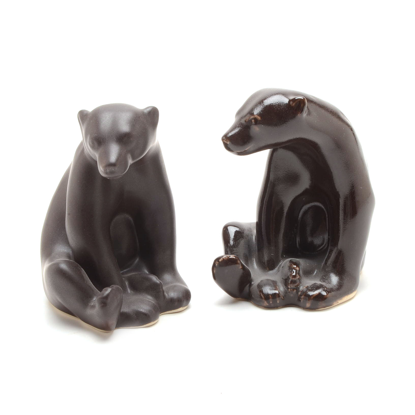 Pair of Rookwood Art Pottery "Abel Bear" Beatnik Figurines