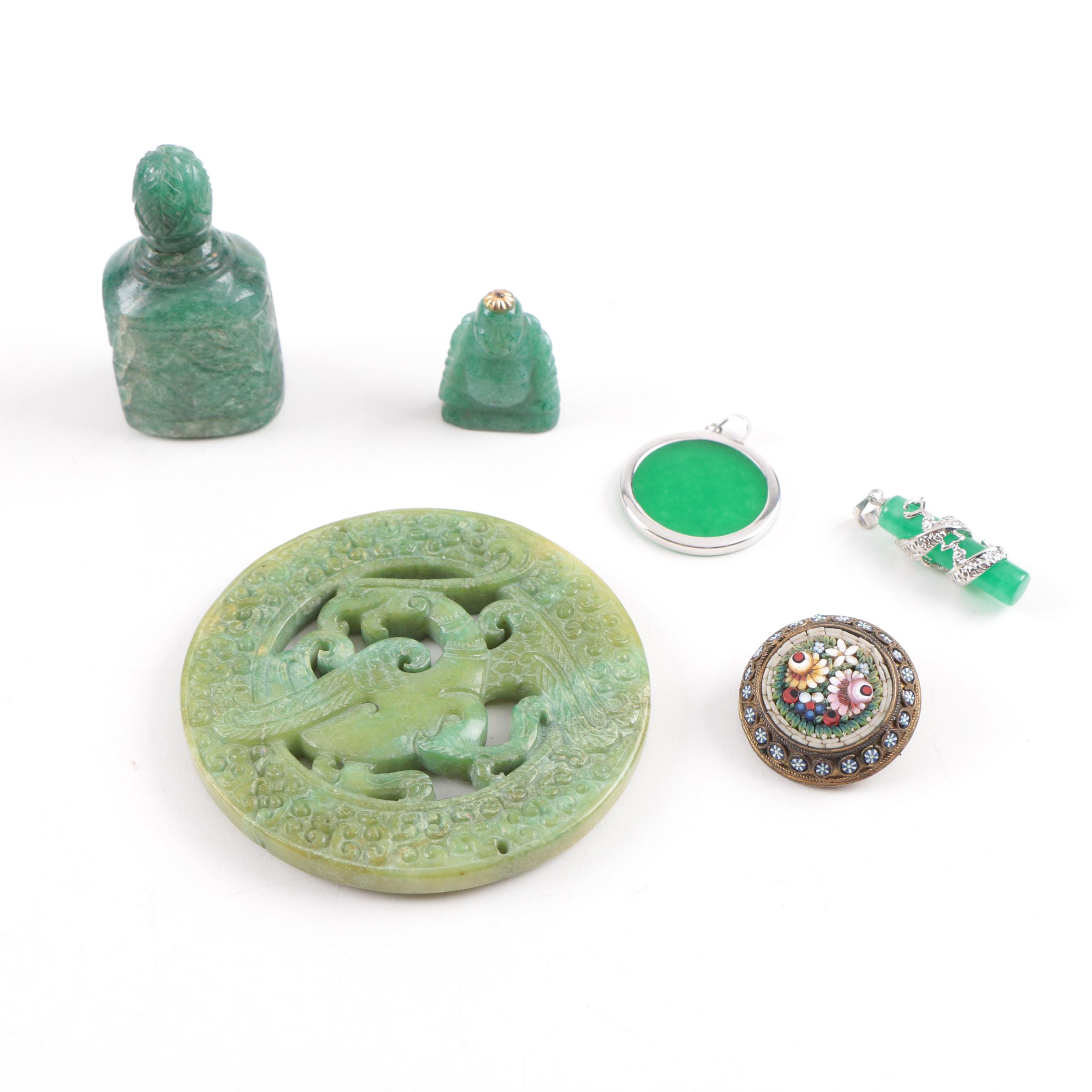 Collection of Asian Inspired Decor & Jewelry Including Micro Mosaic