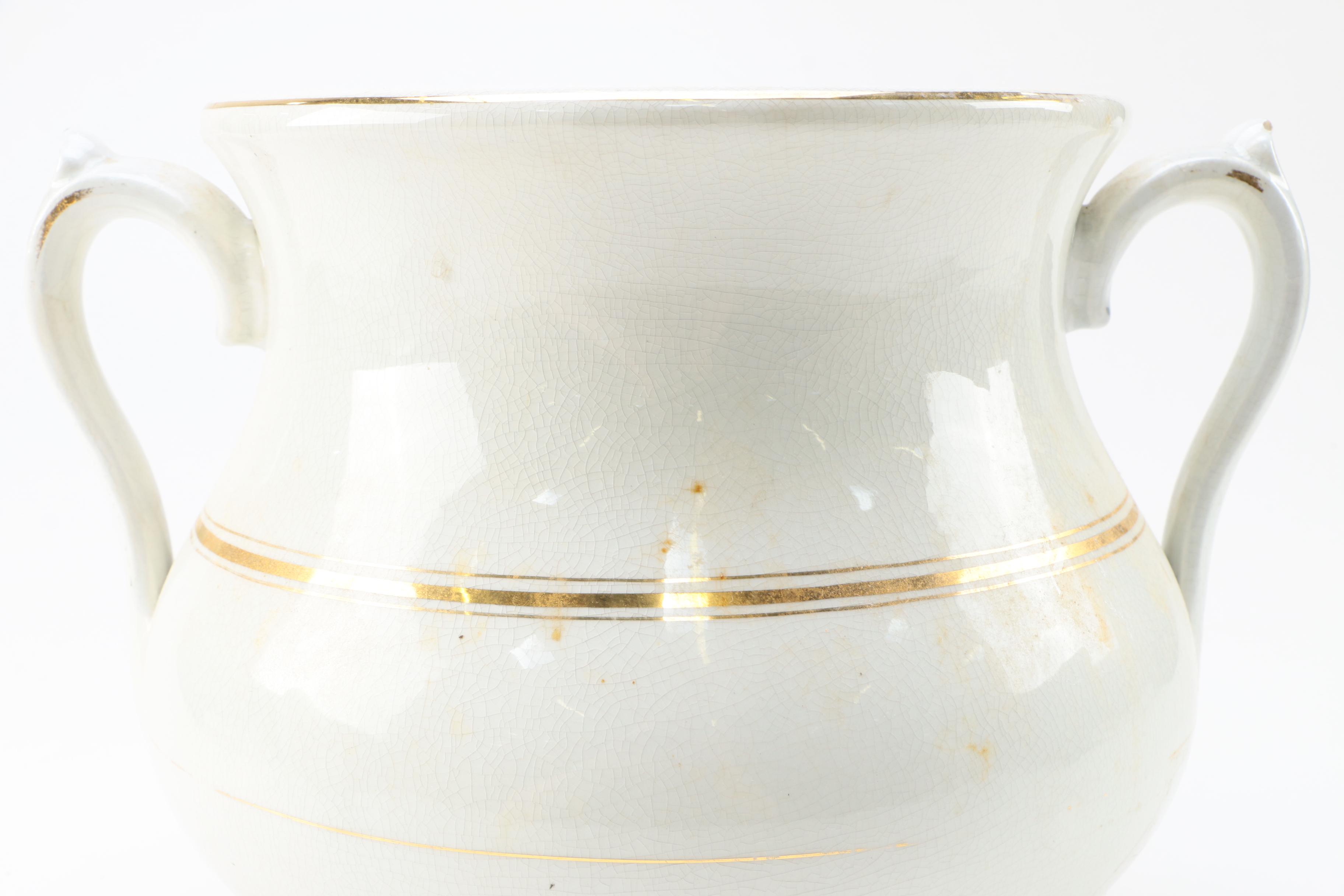 Antique Mercer Semi-Vitreous Chamber Pot