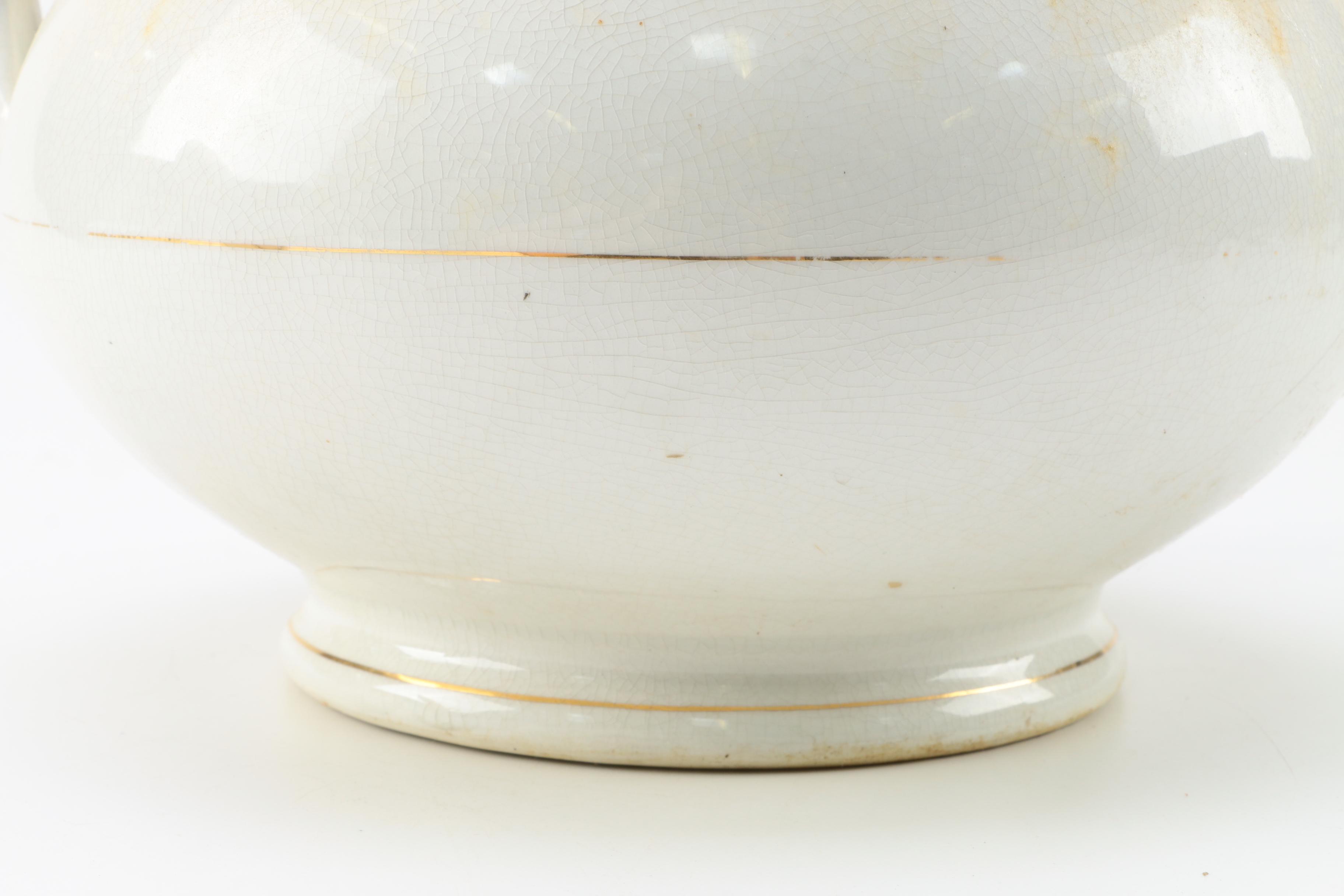 Antique Mercer Semi-Vitreous Chamber Pot