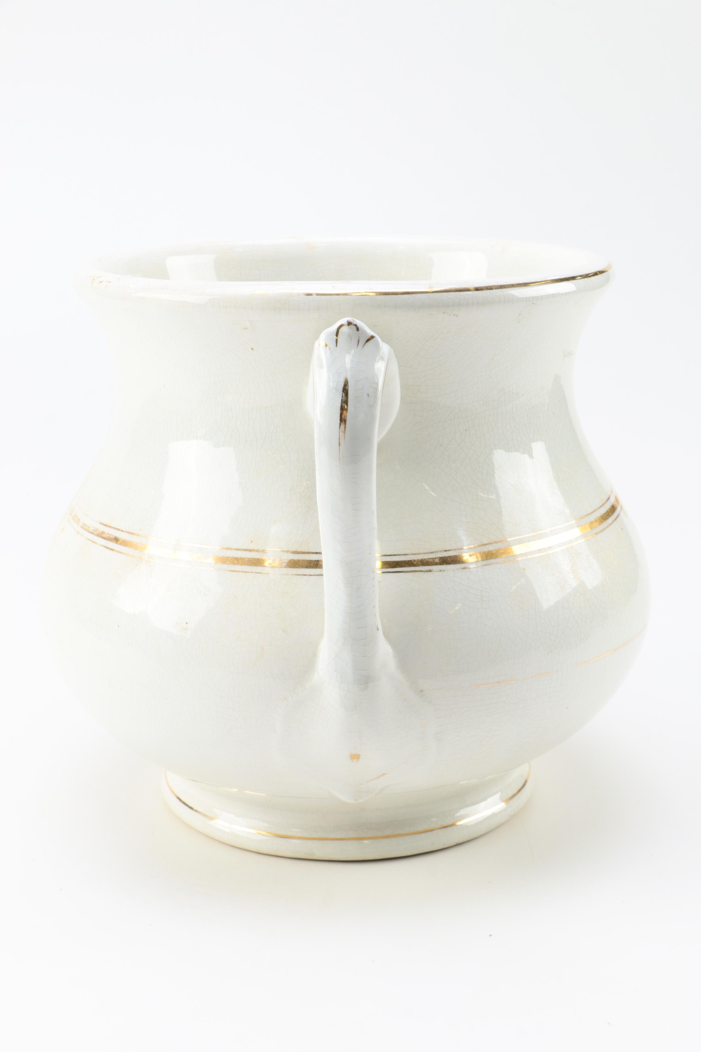 Antique Mercer Semi-Vitreous Chamber Pot