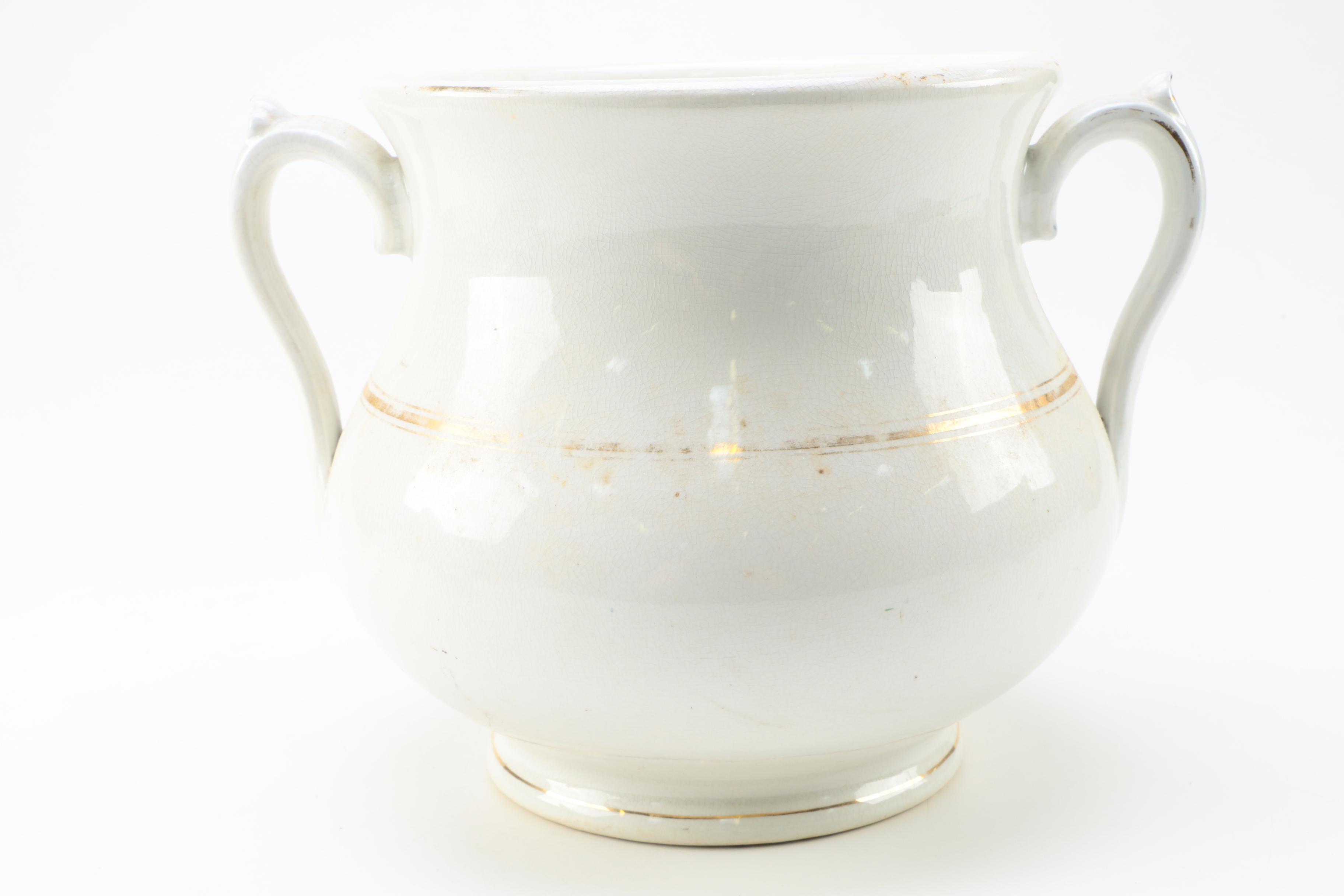 Antique Mercer Semi-Vitreous Chamber Pot