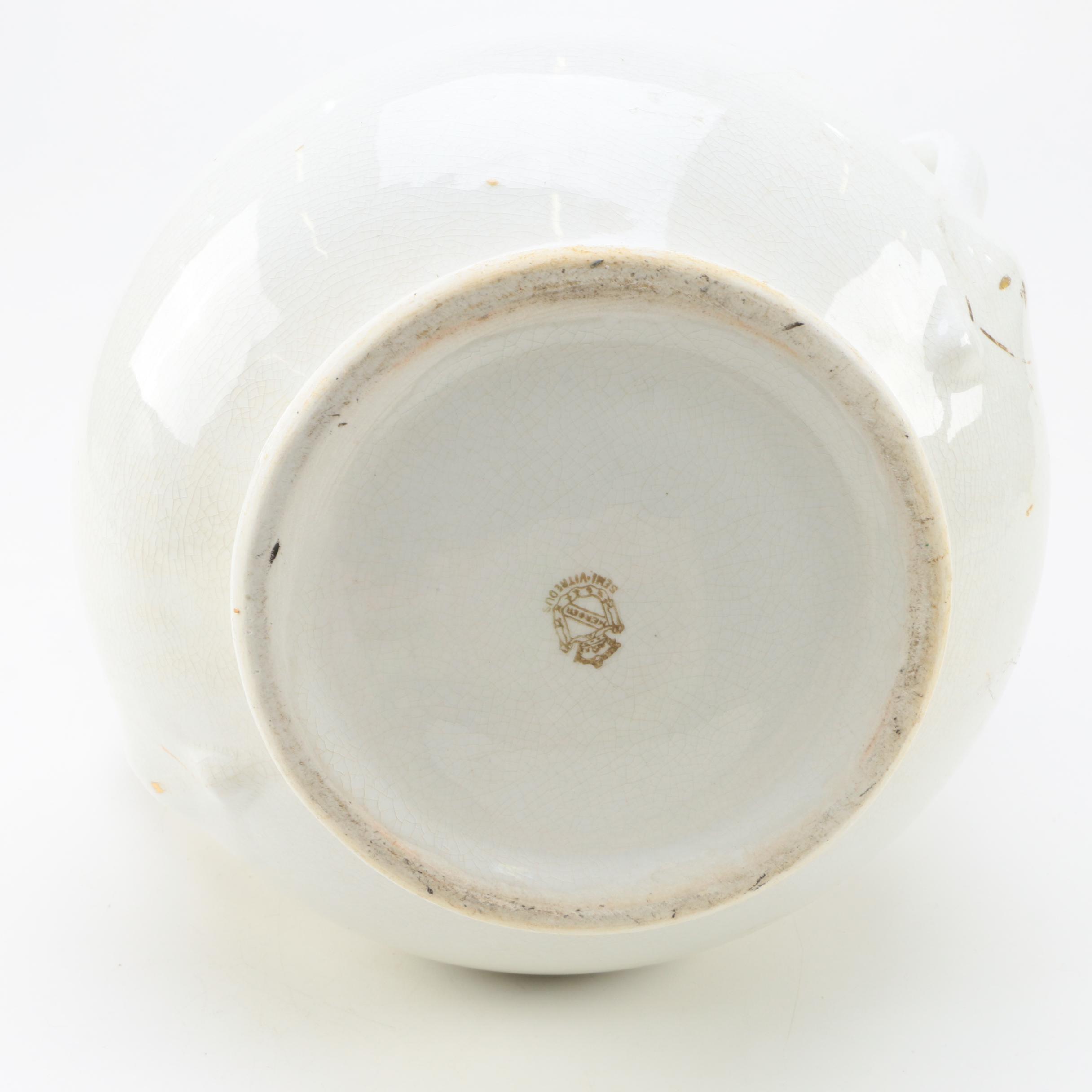 Antique Mercer Semi-Vitreous Chamber Pot