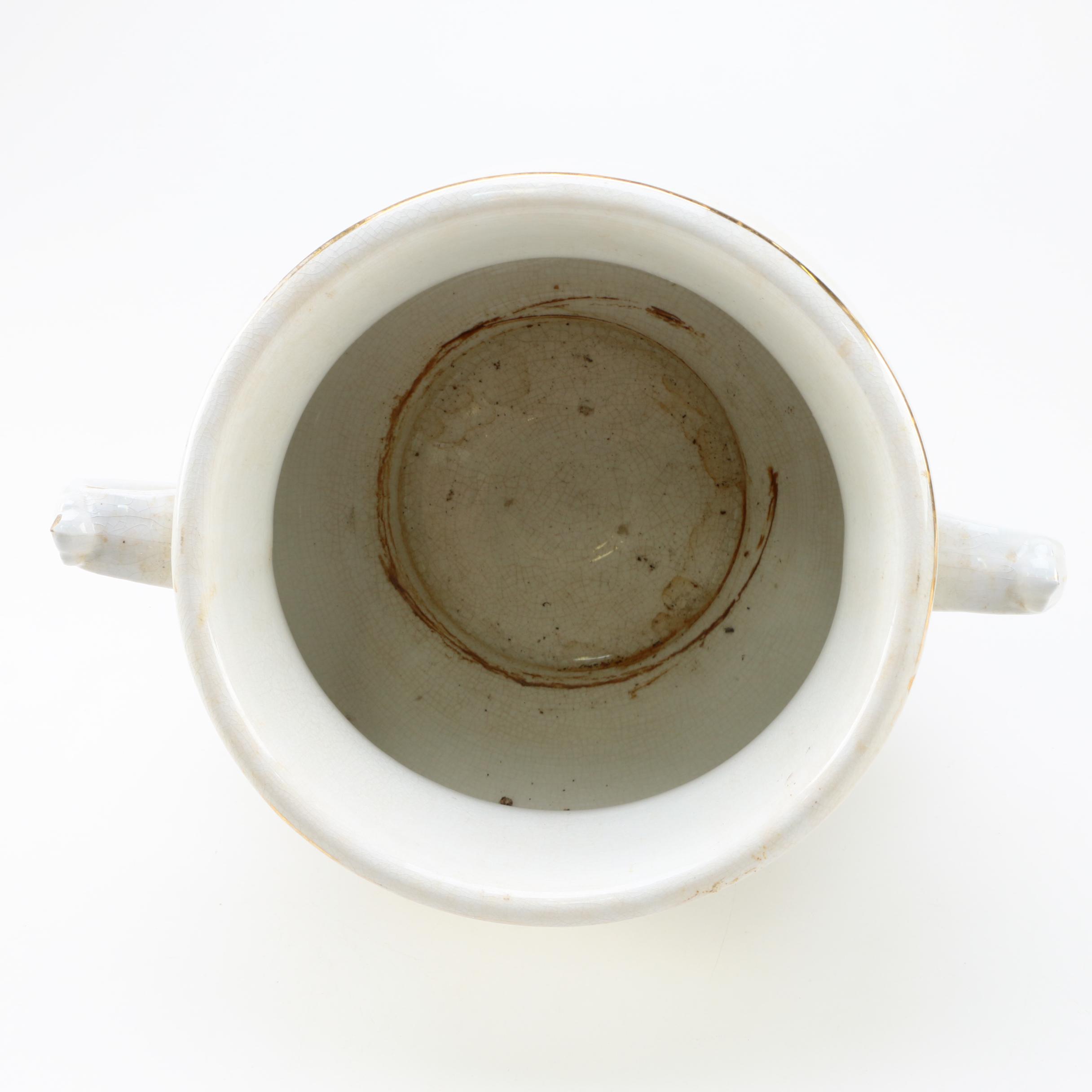 Antique Mercer Semi-Vitreous Chamber Pot