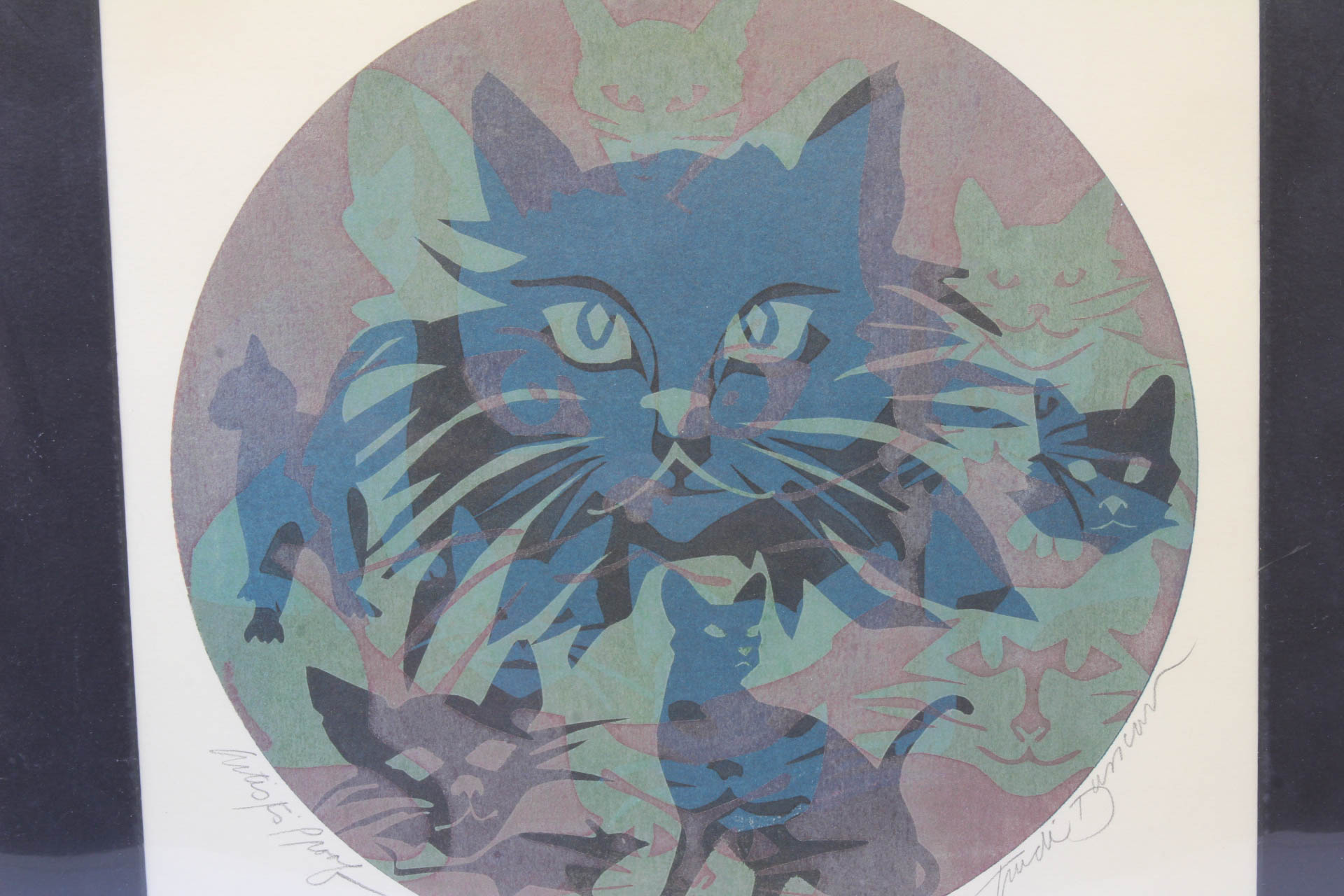 Trudi Duncan Serigraphs "Cat Eyes II" and "Encounters"