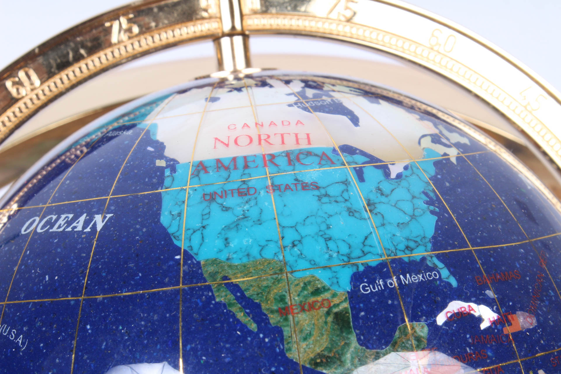 Lapis Lazuli Tabletop Globe with Semi-Precious Inlay