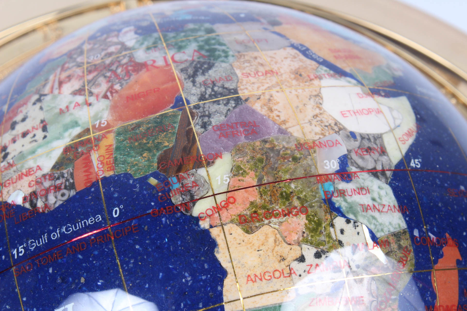 Lapis Lazuli Tabletop Globe with Semi-Precious Inlay
