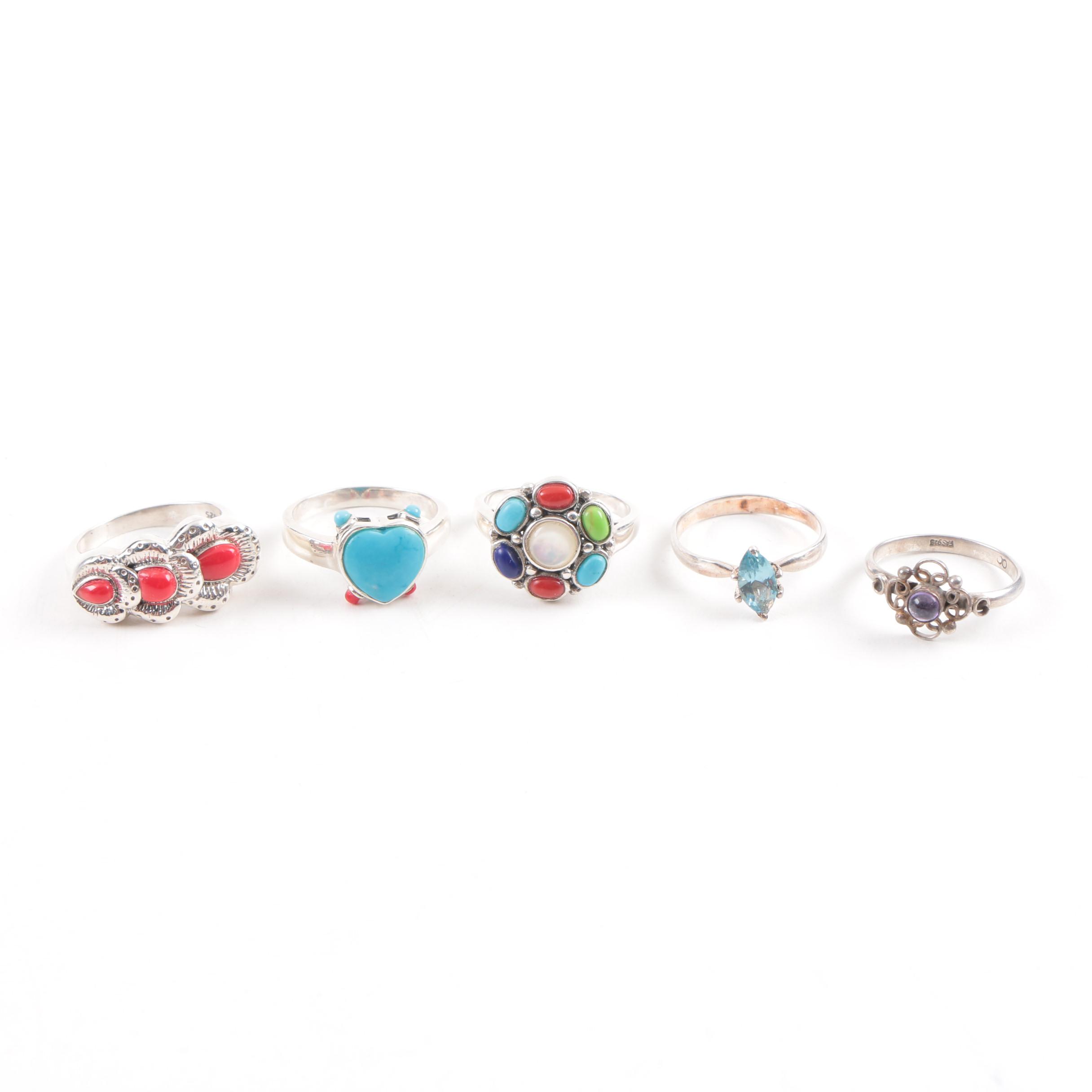 Sterling Silver Rings with Turquoise, Amethyst and More