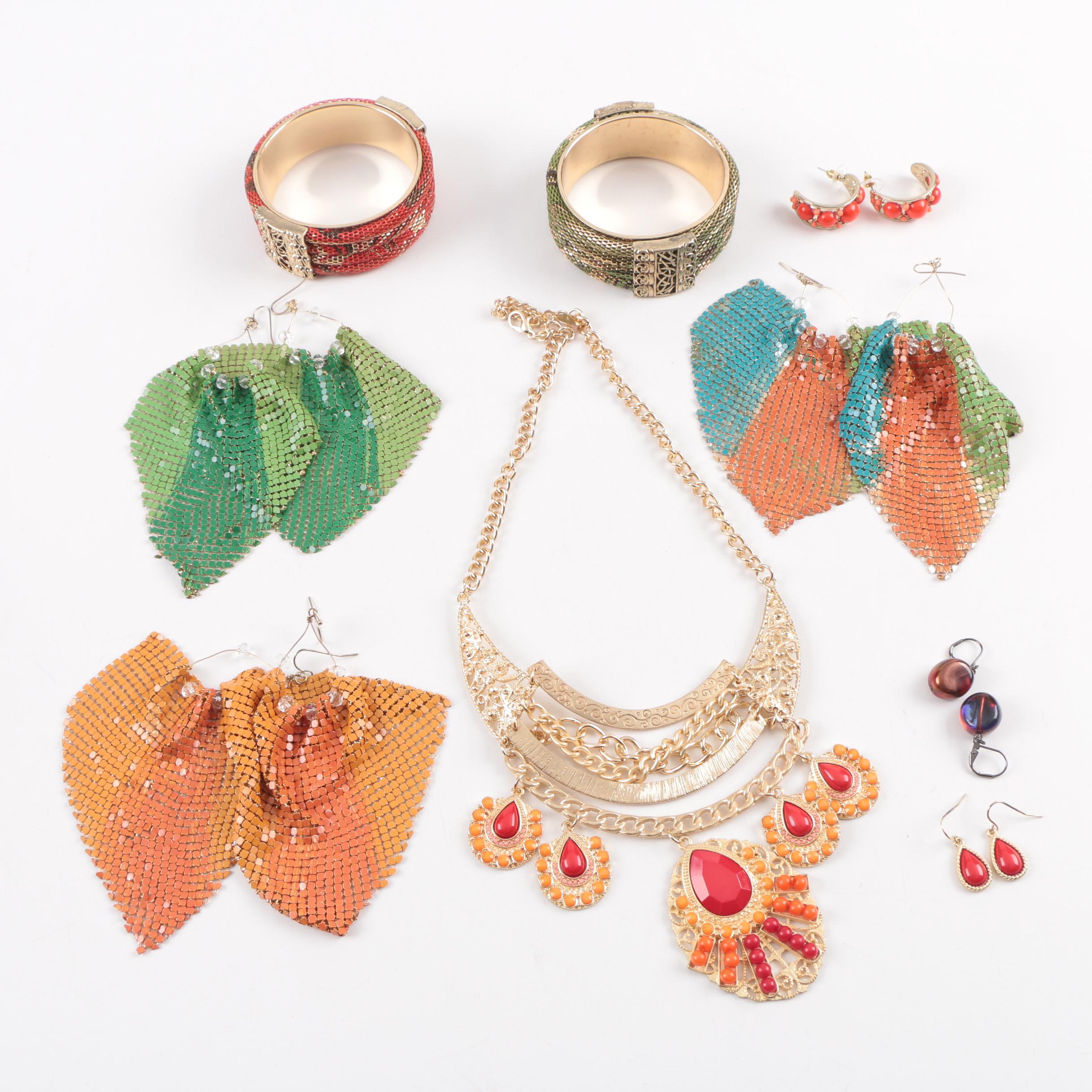 Collection of Colorful Costume Jewelry