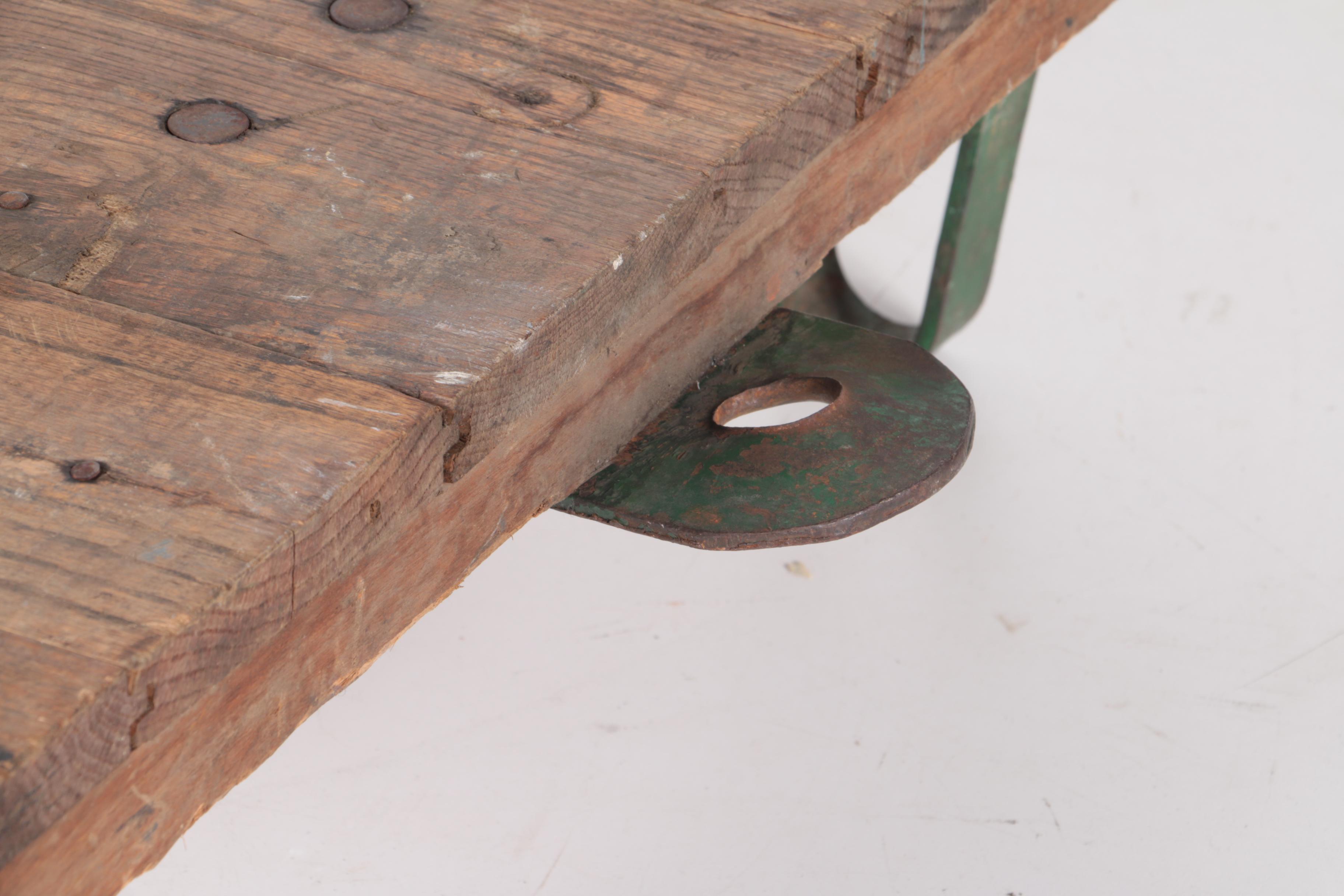 Vintage Oak Fairbanks Two-Wheel Industrial Flatbed Cart