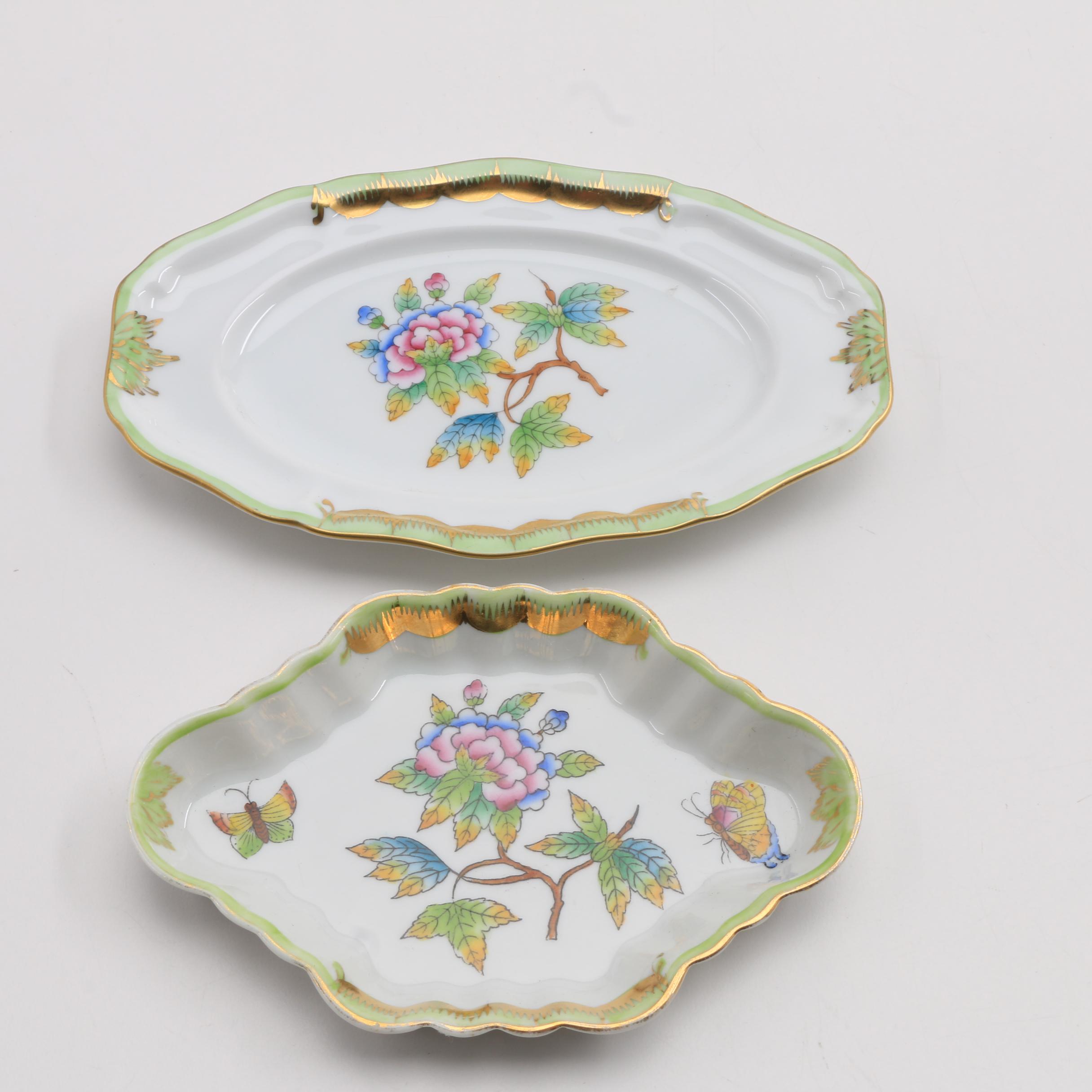 Herend "Queen Victoria" Cup,  Pin Trays, Heart and Shell Dishes