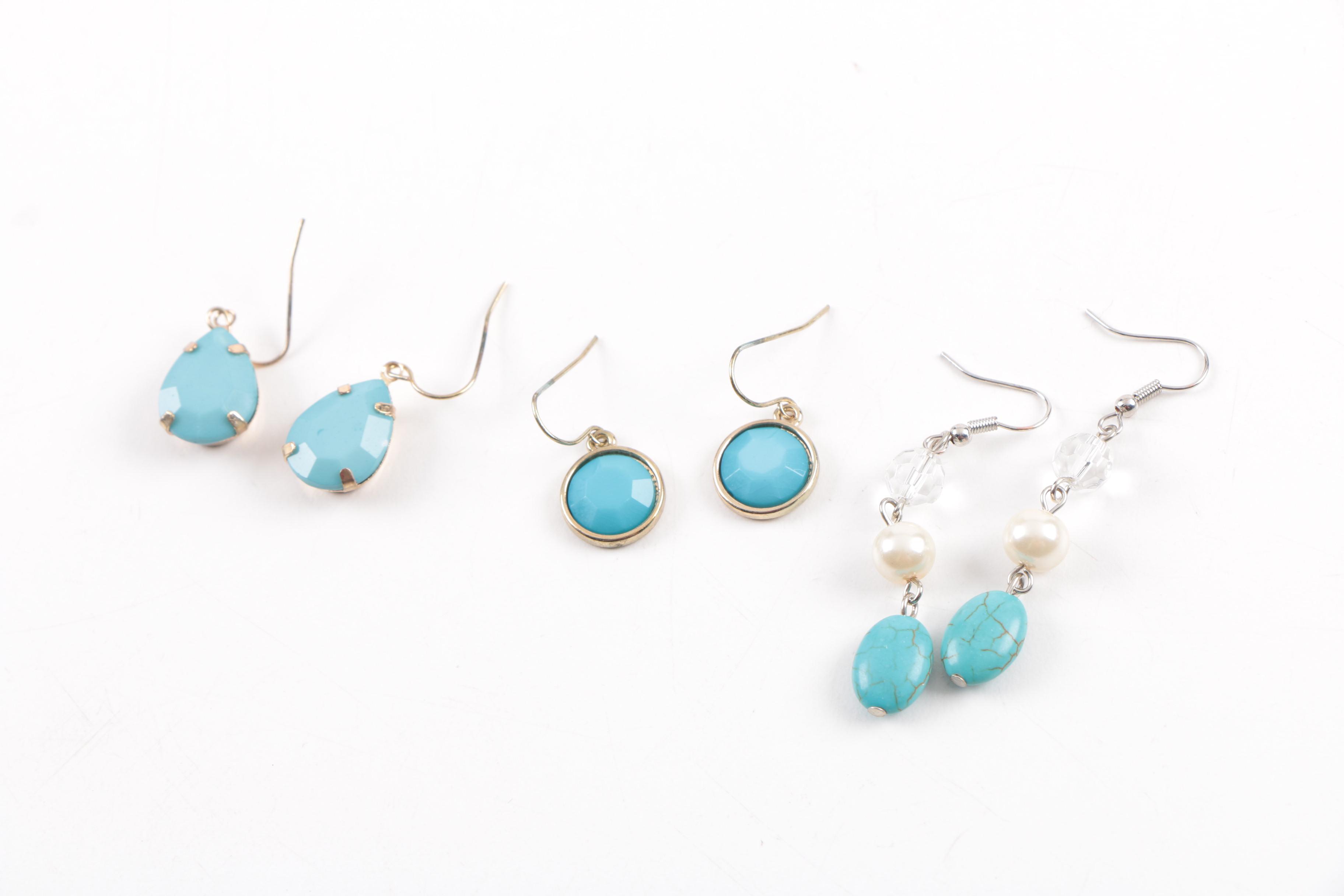 Collection of Faux Pearl and Blue Tone Gemstone Jewelry