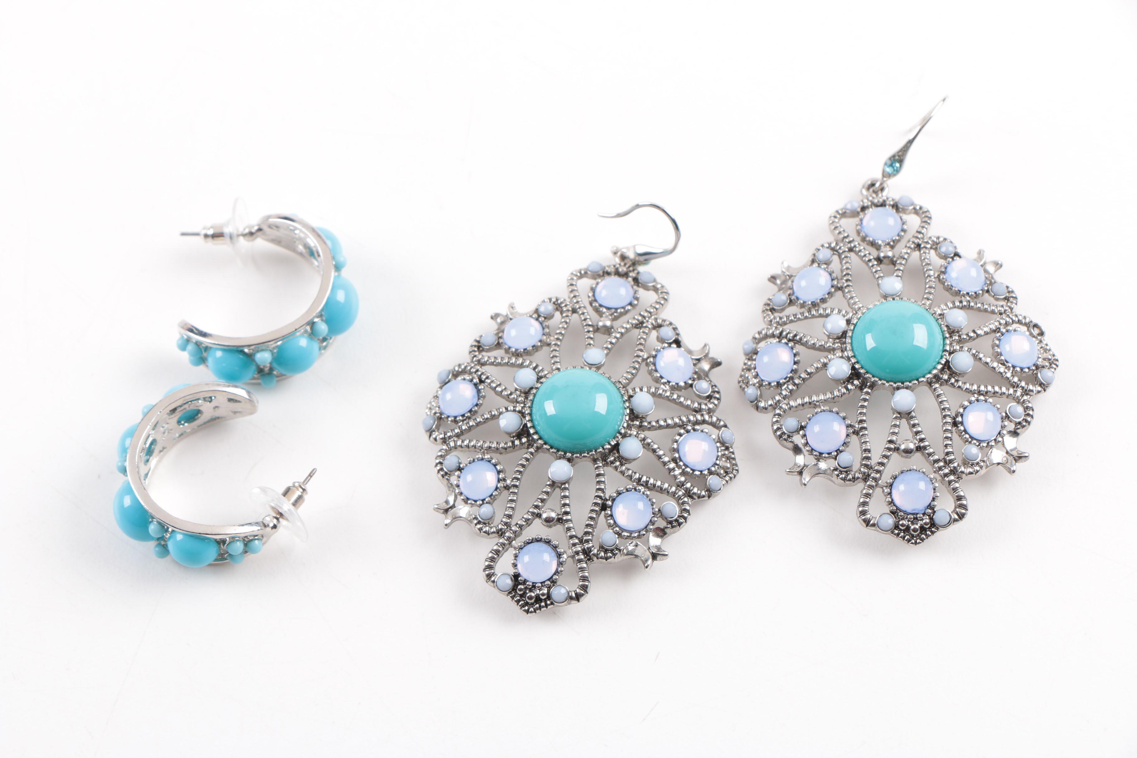 Collection of Faux Pearl and Blue Tone Gemstone Jewelry