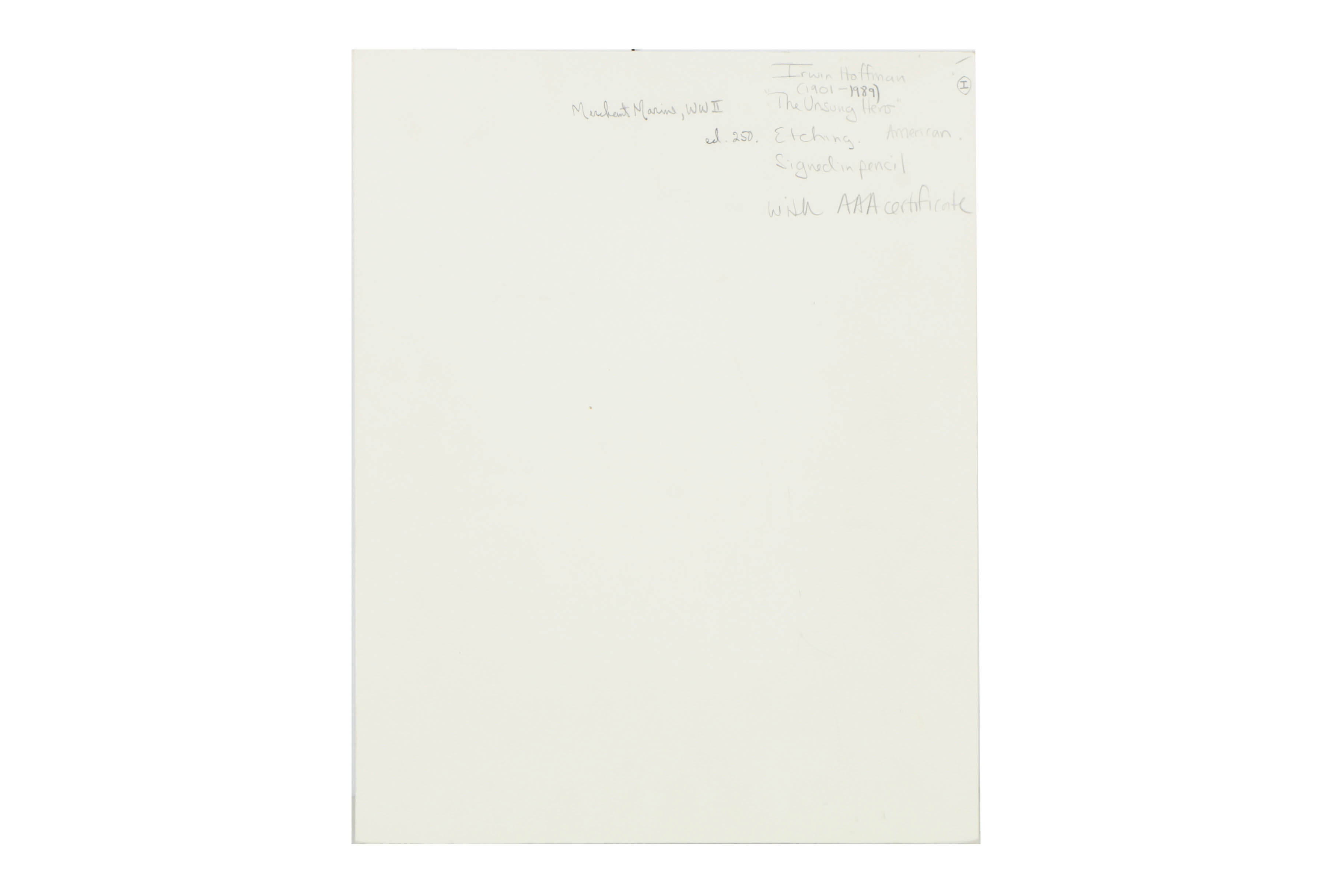 Irwin D. Hoffman, "The Unsung Hero", 1945