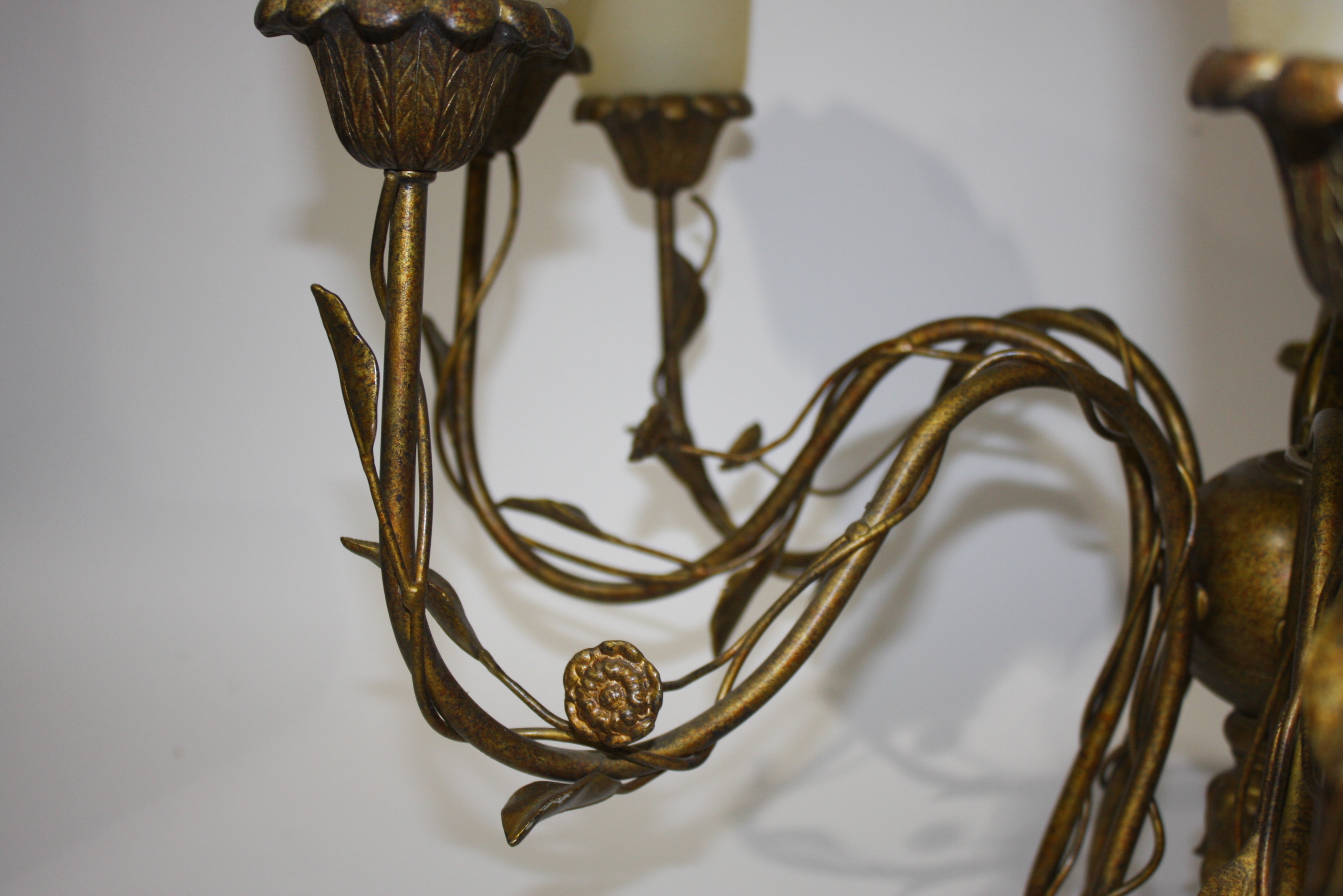 Brass Leaf and Scroll Chandelier