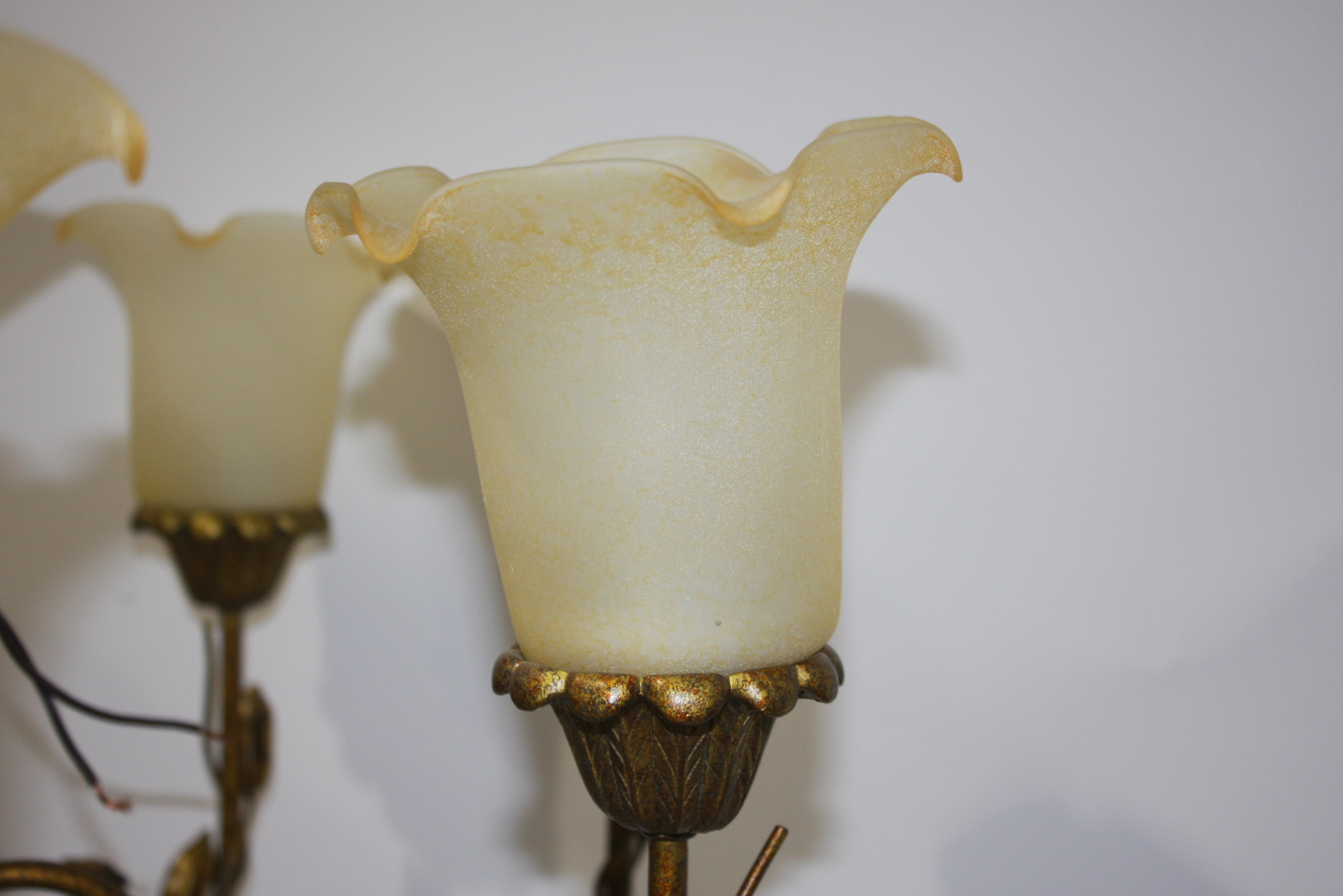 Brass Leaf and Scroll Chandelier