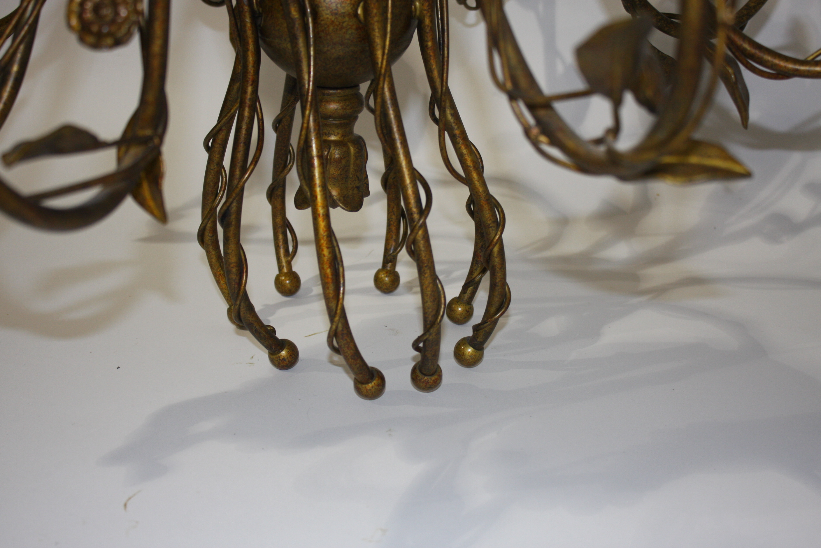 Brass Leaf and Scroll Chandelier