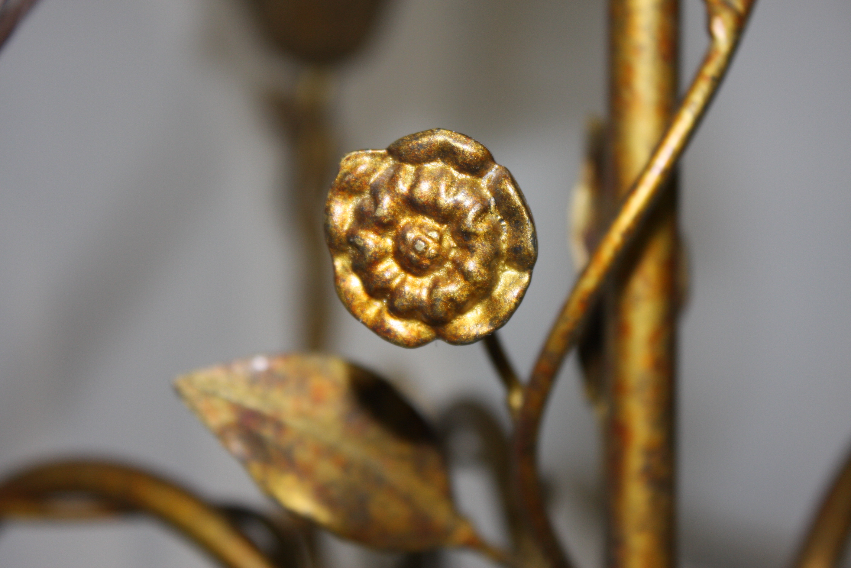 Brass Leaf and Scroll Chandelier