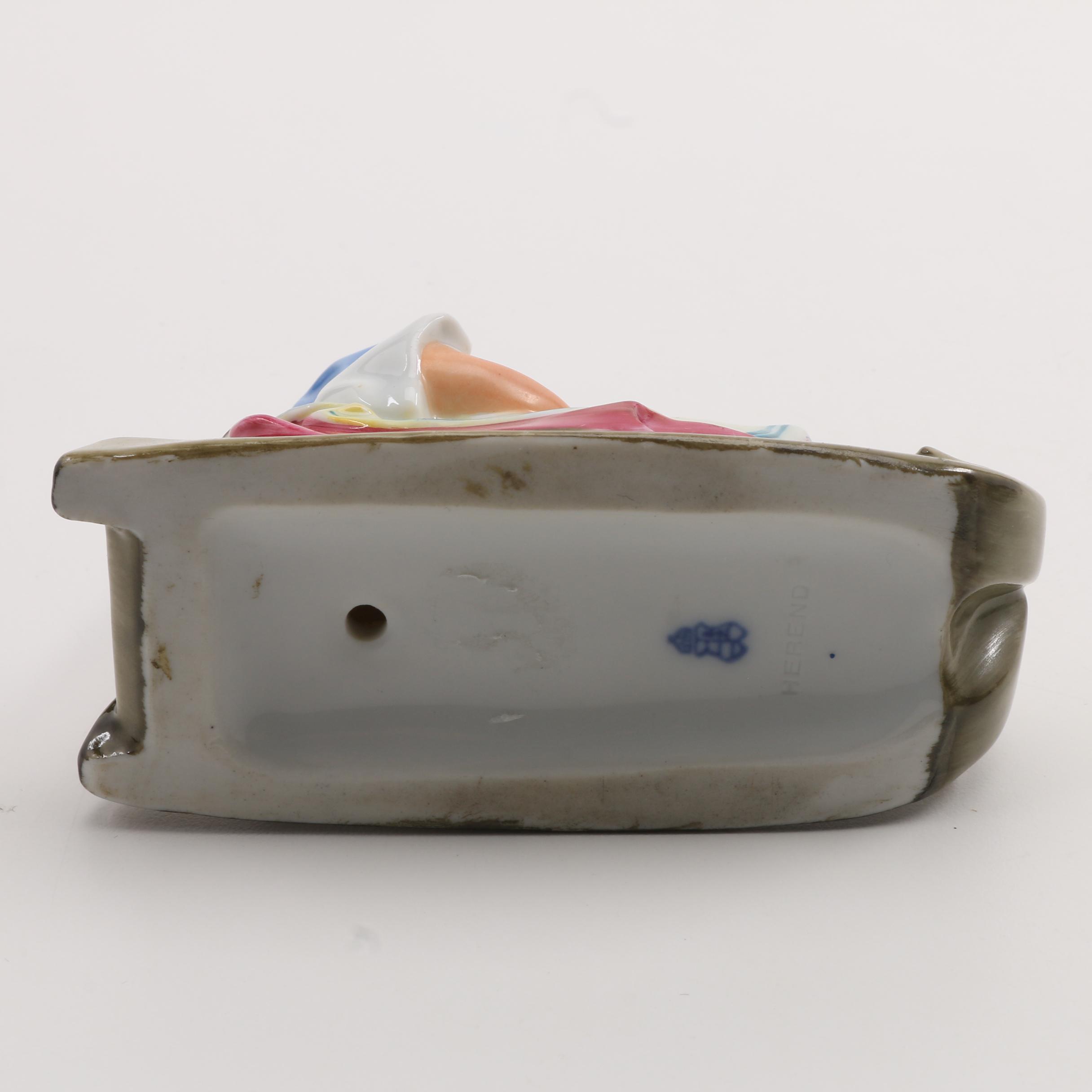 Herend Porcelain Girl On Sled Figurine